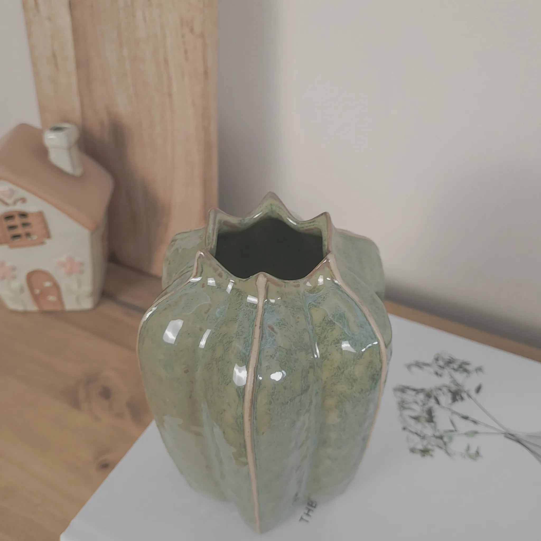 Small Green Seeded Pod Vase