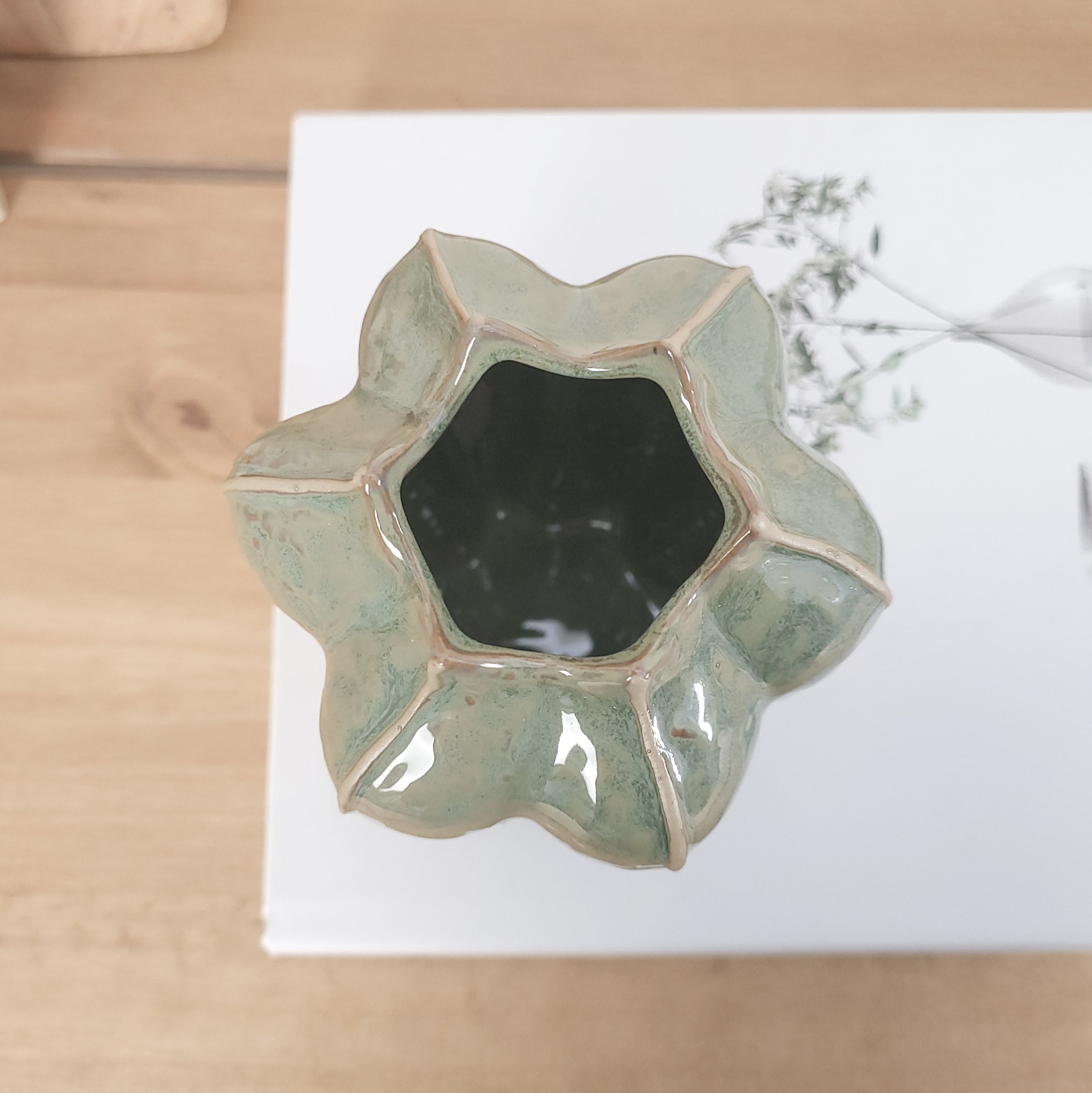 Small Green Seeded Pod Vase