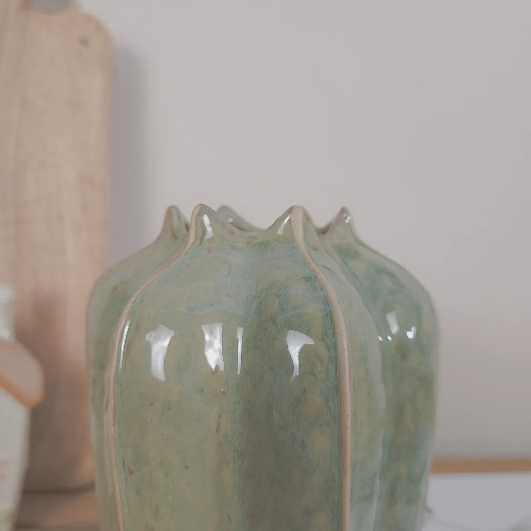 Small Green Seeded Pod Vase