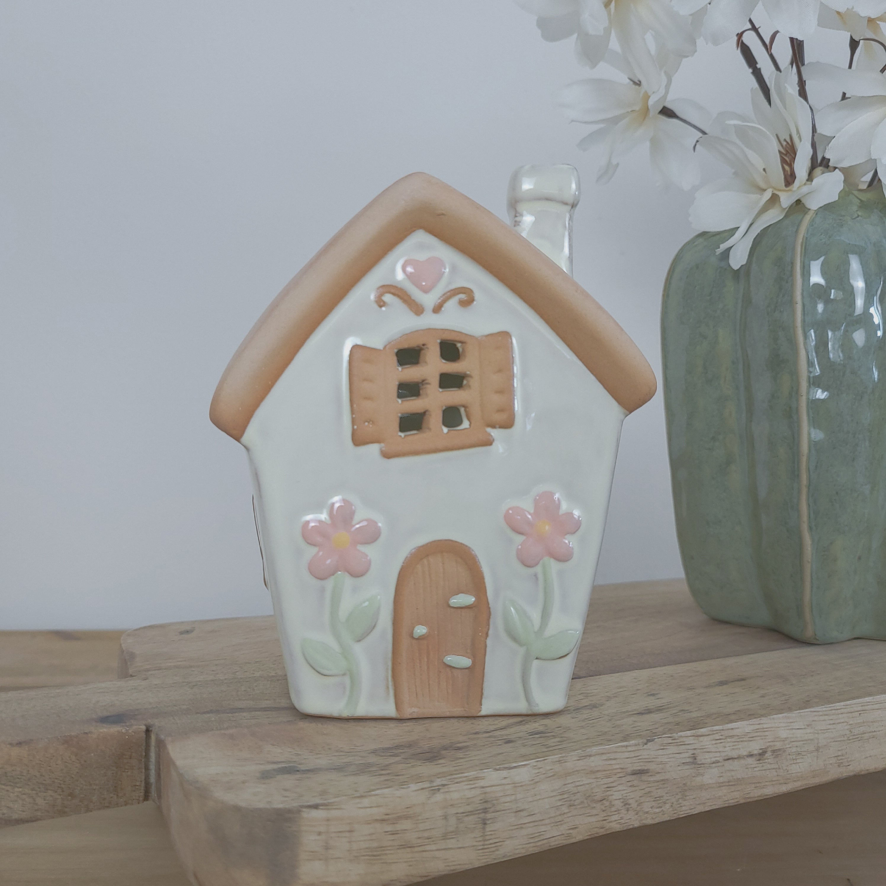 Spring Flower Ceramic House Tealight Holders