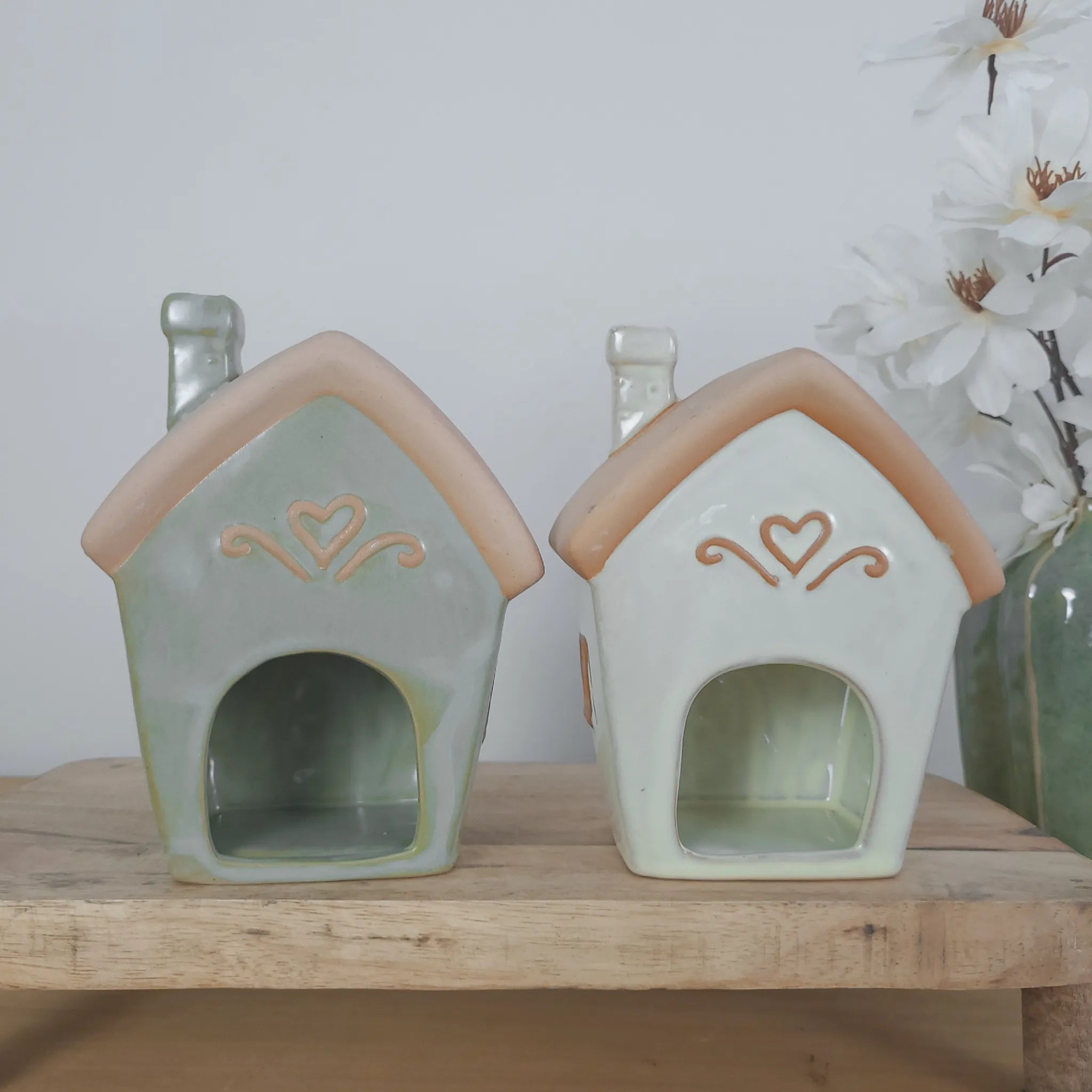 Spring Flower Ceramic House Tealight Holders
