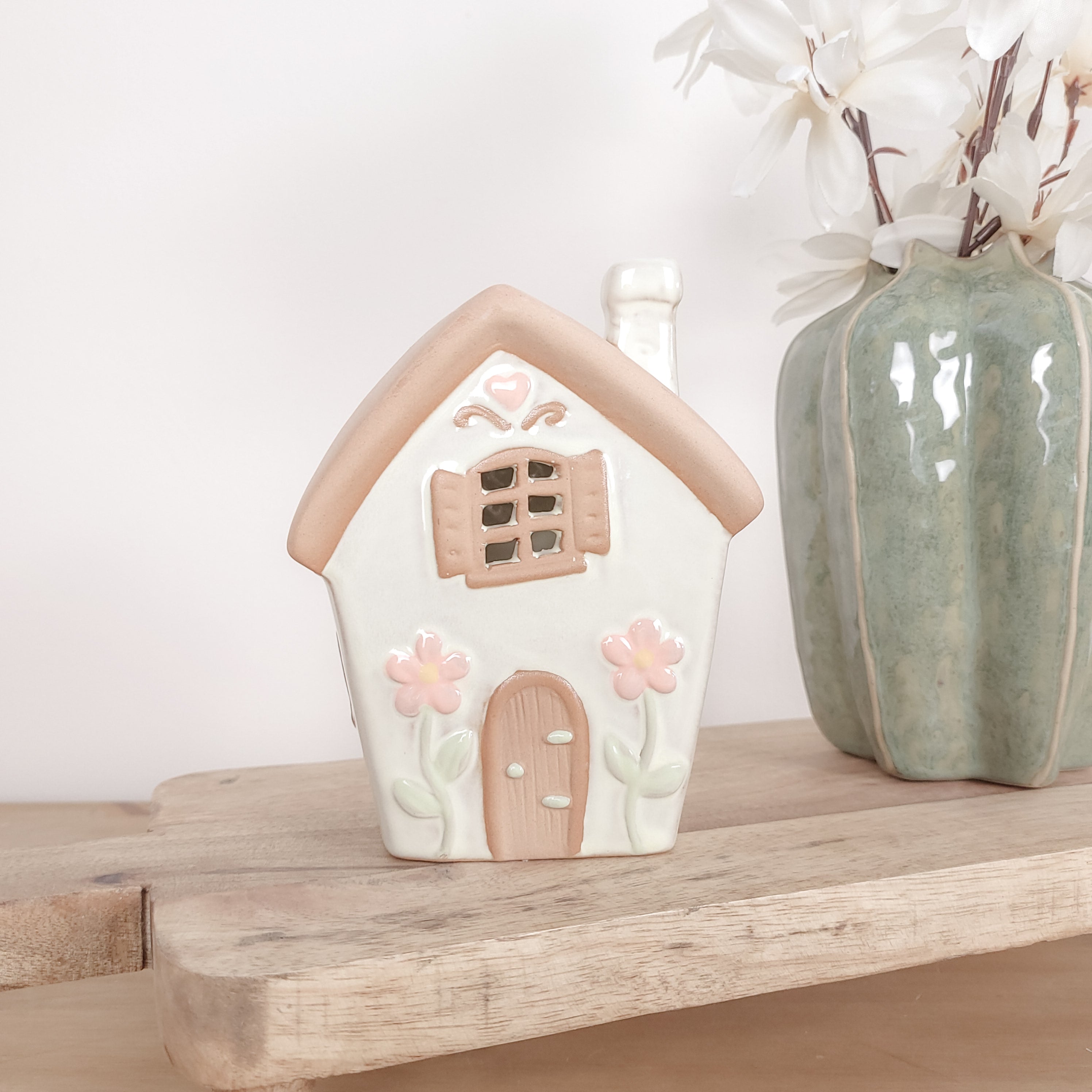 Spring Flower Ceramic House Tealight Holders