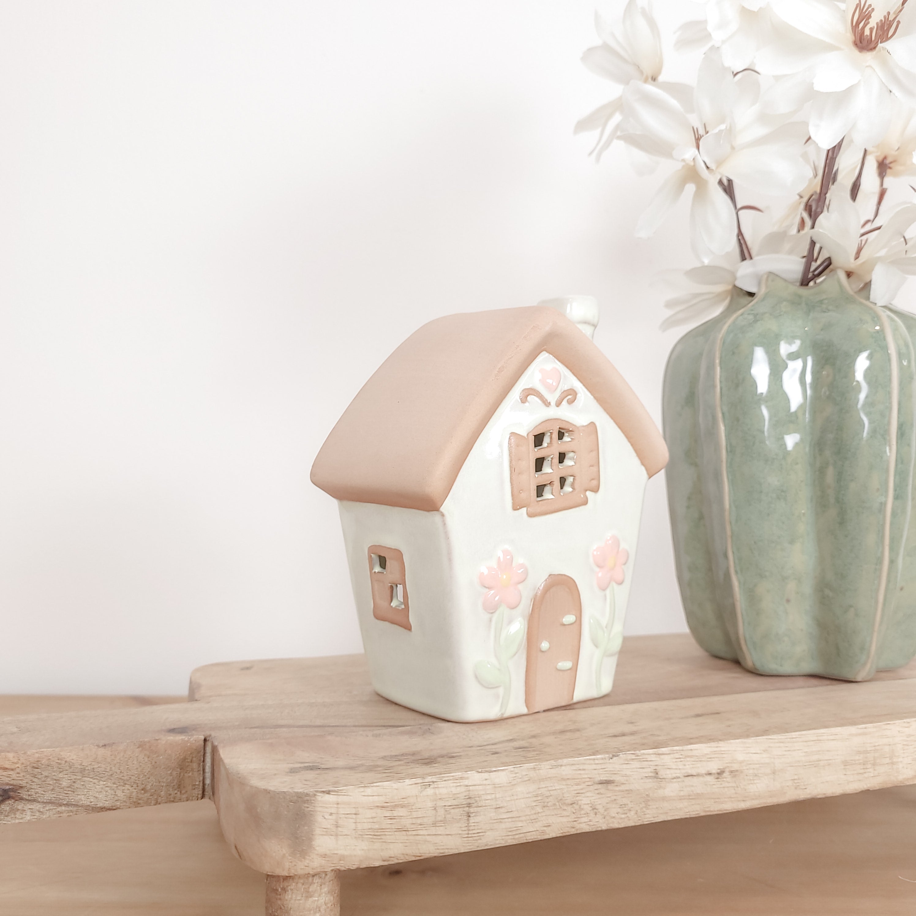 Spring Flower Ceramic House Tealight Holders