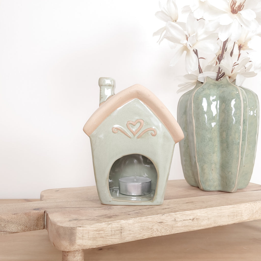 Spring Flower Ceramic House Tealight Holders