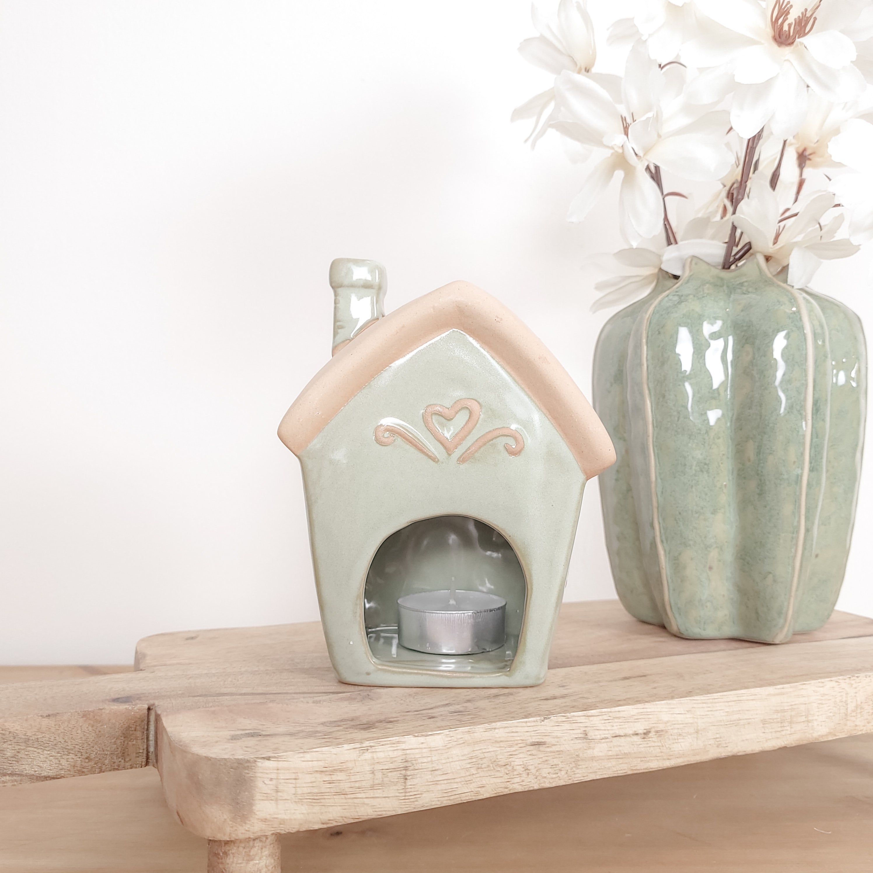 Spring Flower Ceramic House Tealight Holders