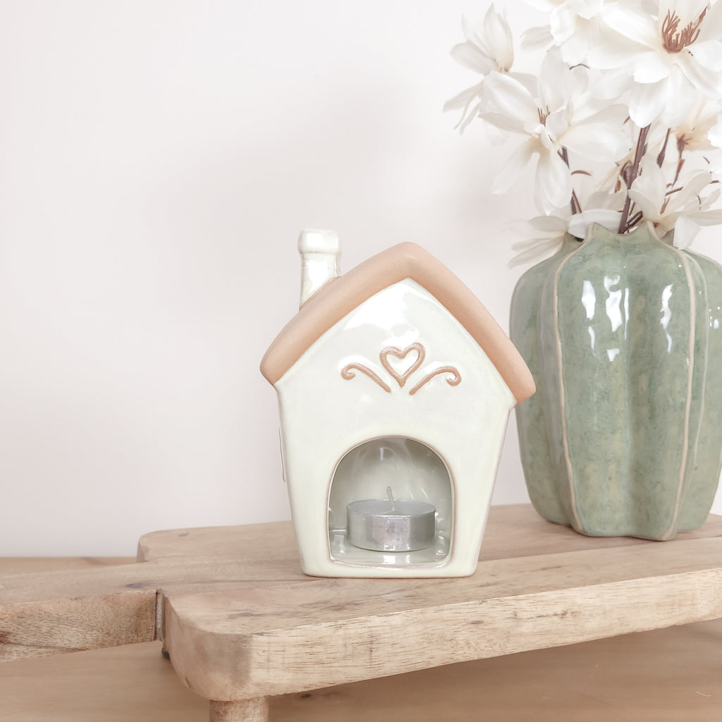 Spring Flower Ceramic House Tealight Holders