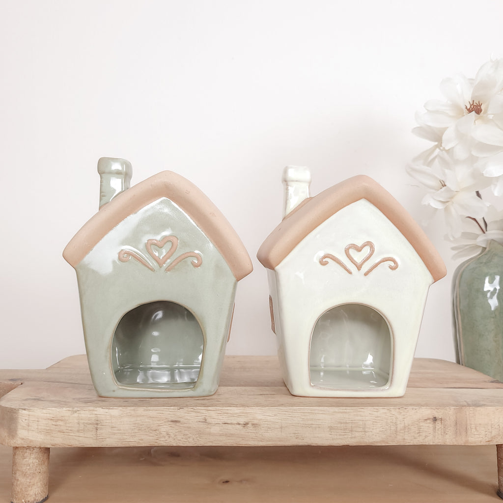 Spring Flower Ceramic House Tealight Holders