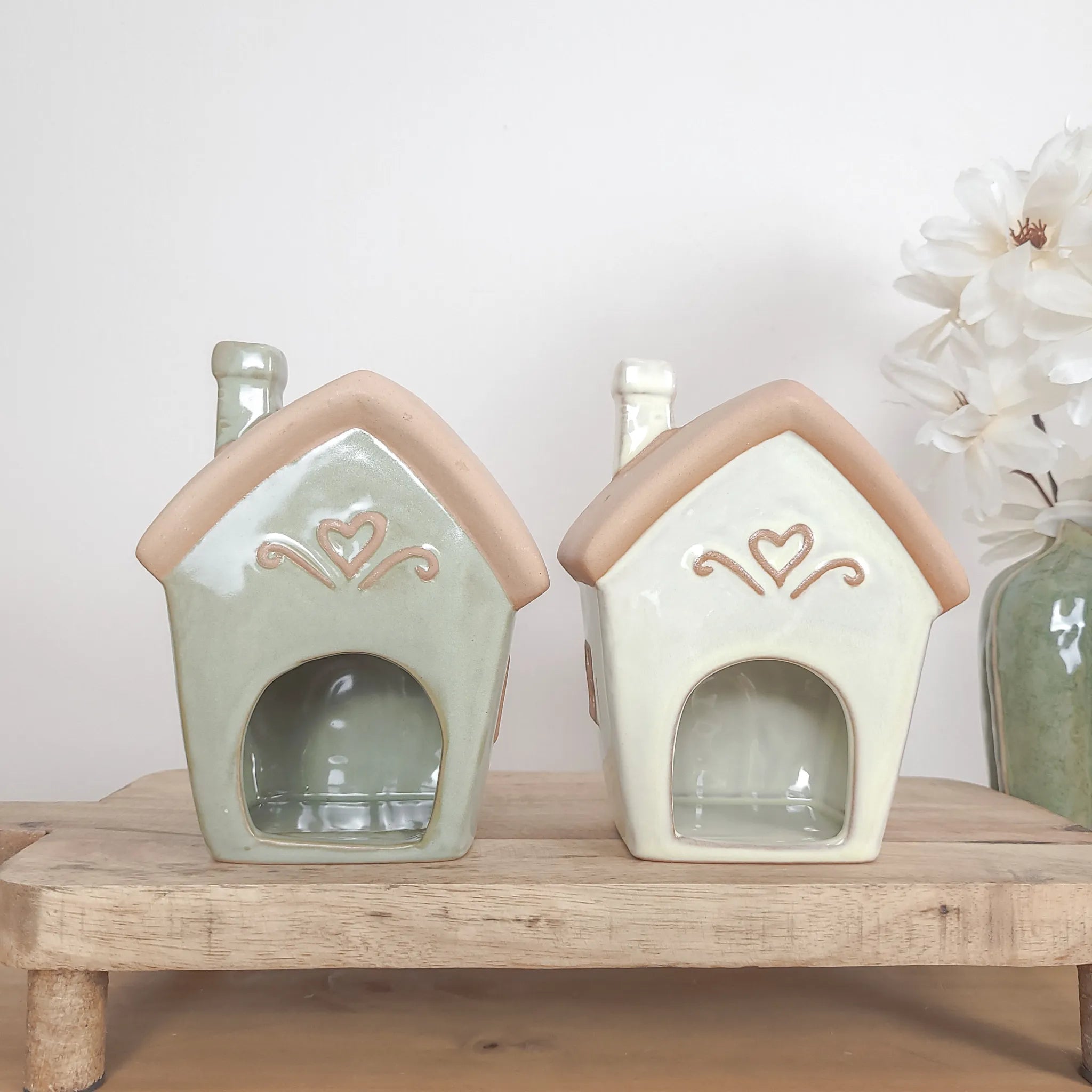 Spring Flower Ceramic House Tealight Holders
