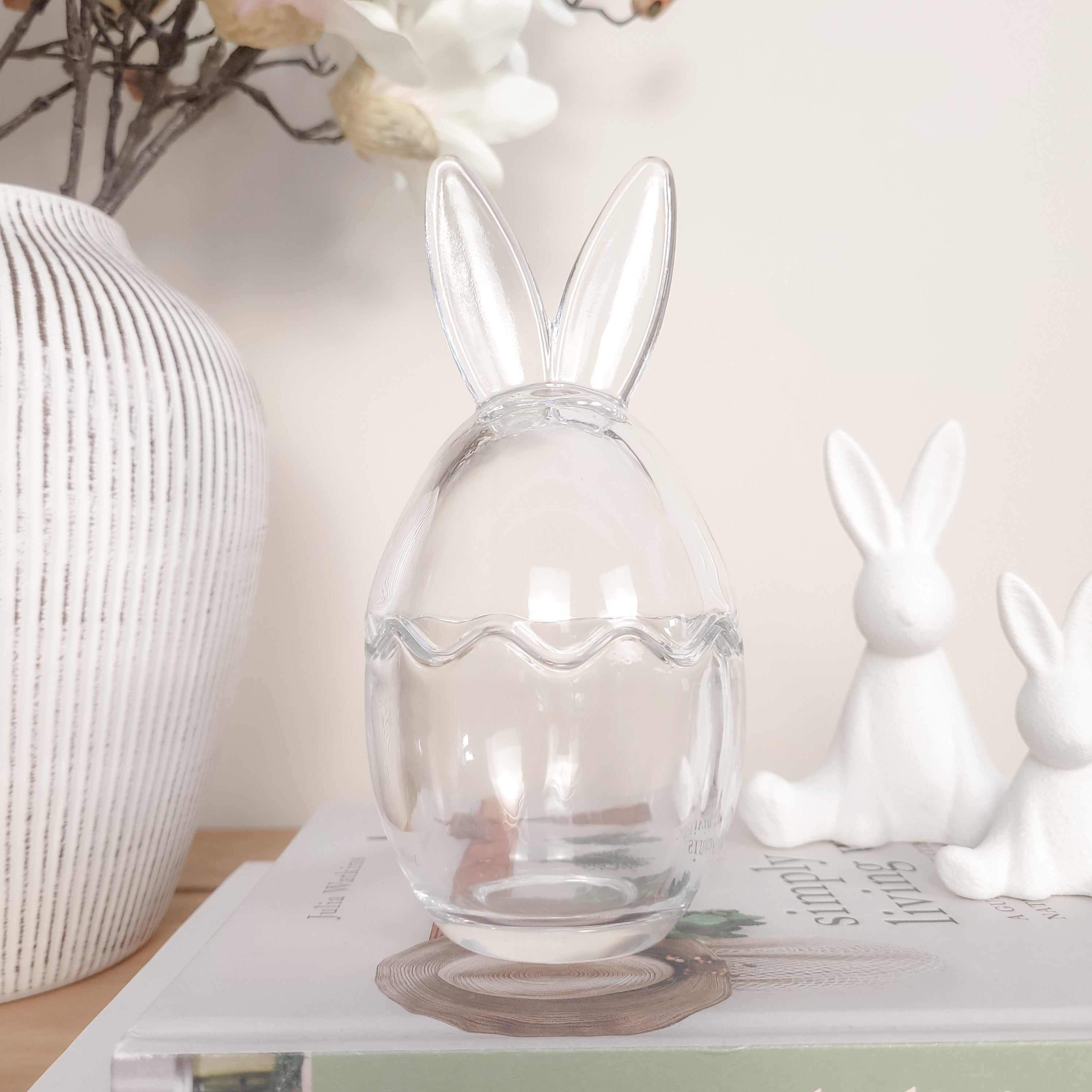 Bunny Ears Glass Egg Jar