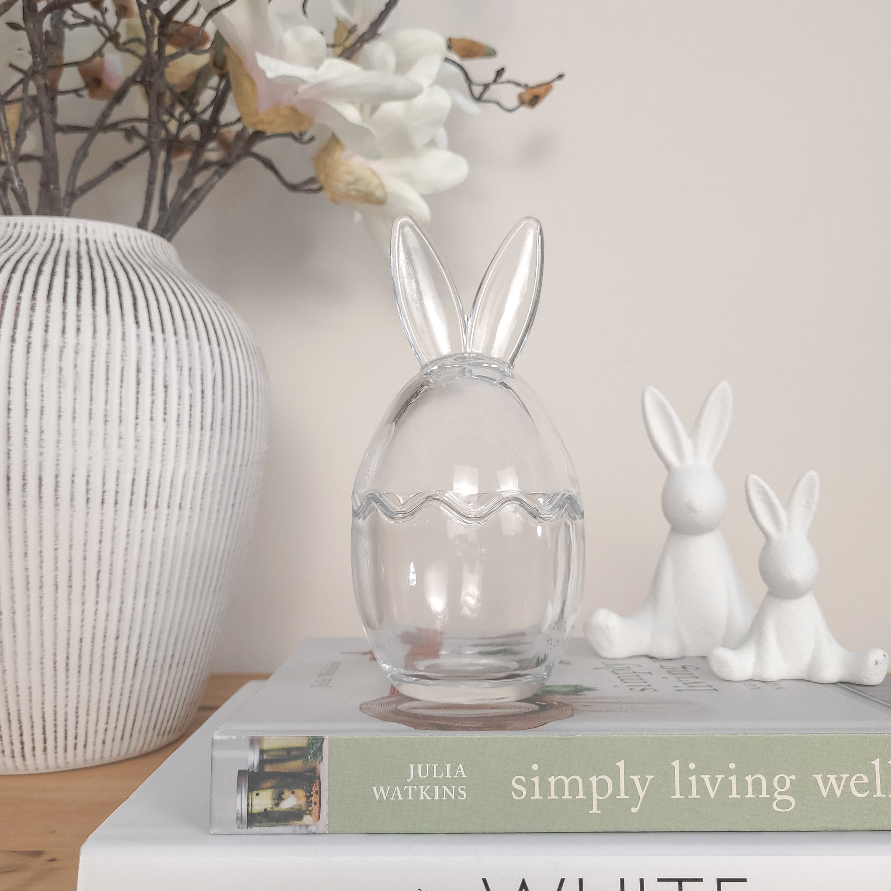 Bunny Ears Glass Egg Jar
