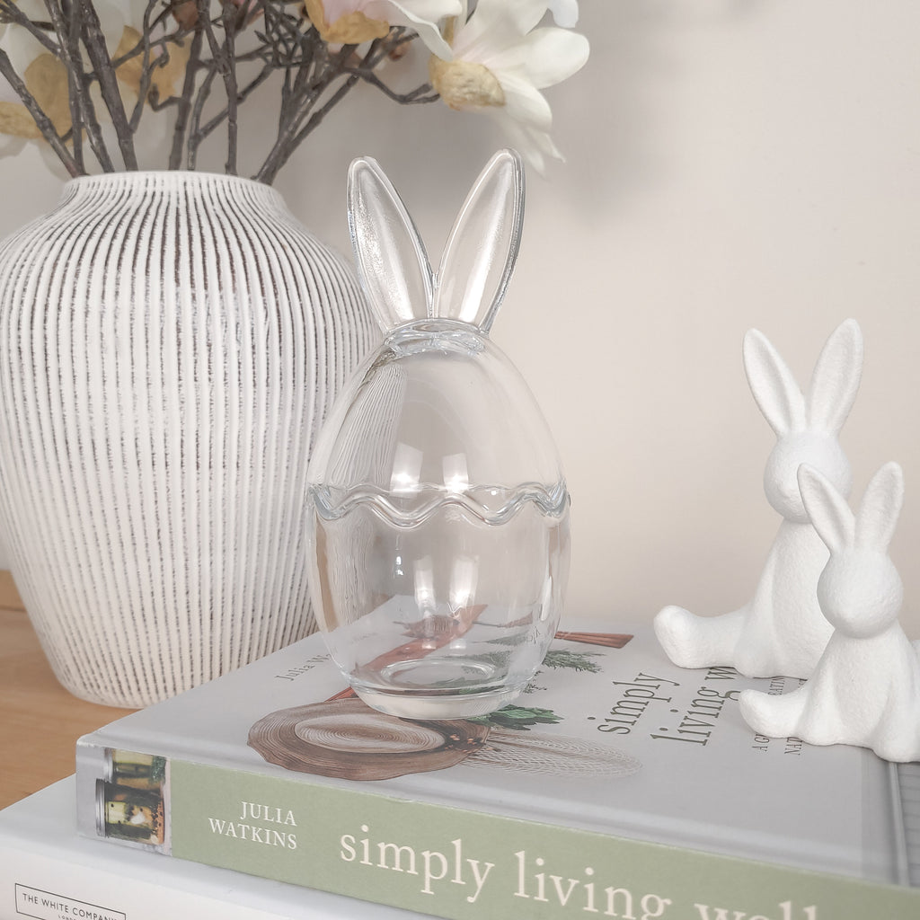 Bunny Ears Glass Egg Jar