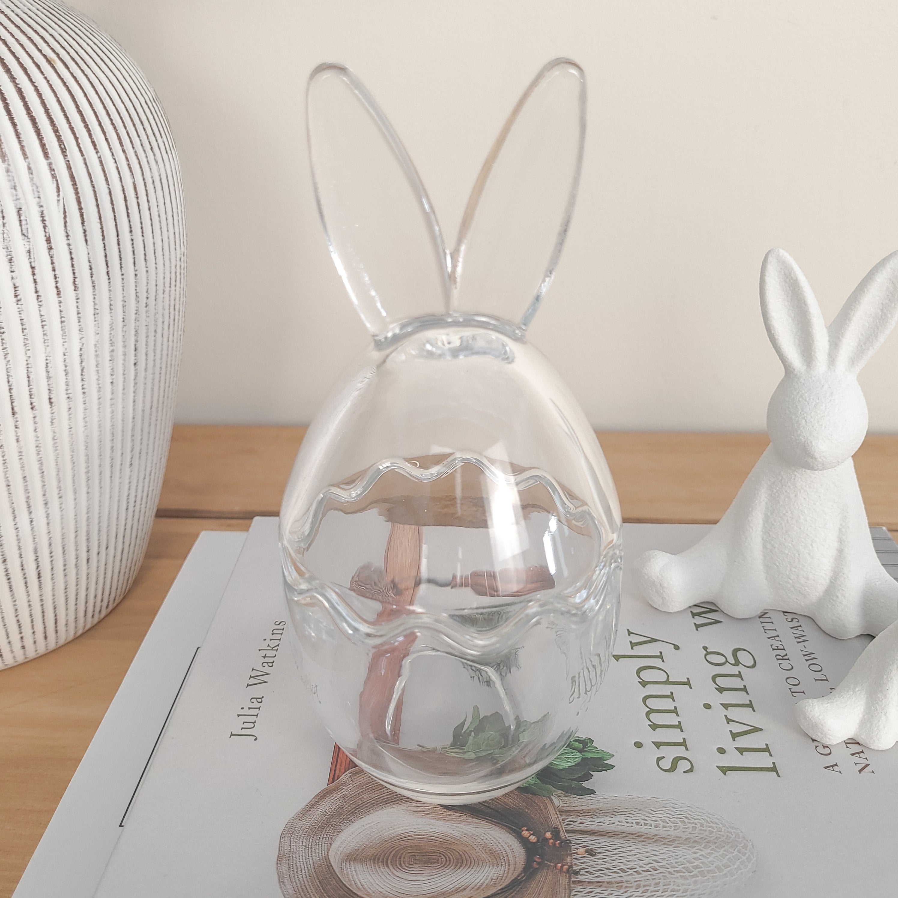 Bunny Ears Glass Egg Jar