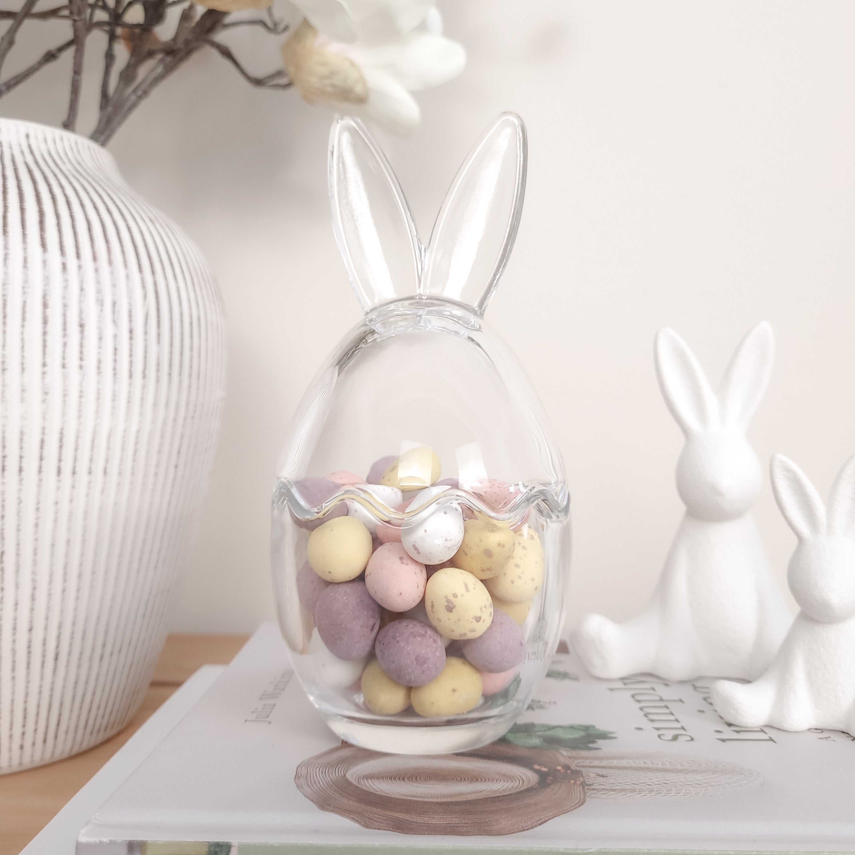 Bunny Ears Glass Egg Jar