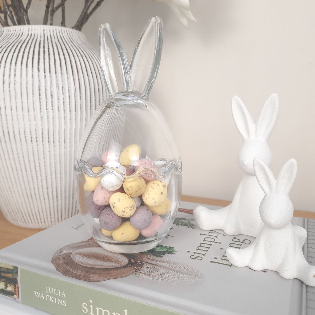 Bunny Ears Glass Egg Jar