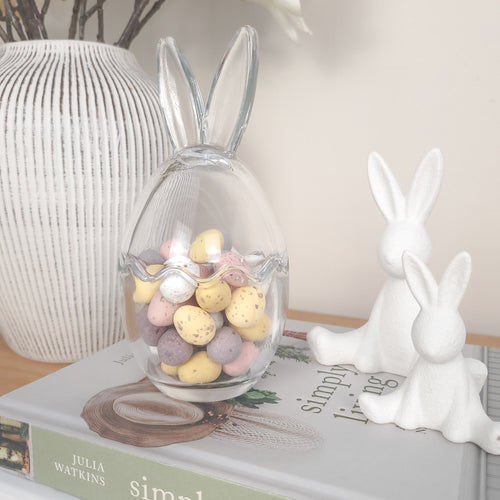 Bunny Ears Glass Egg Jar