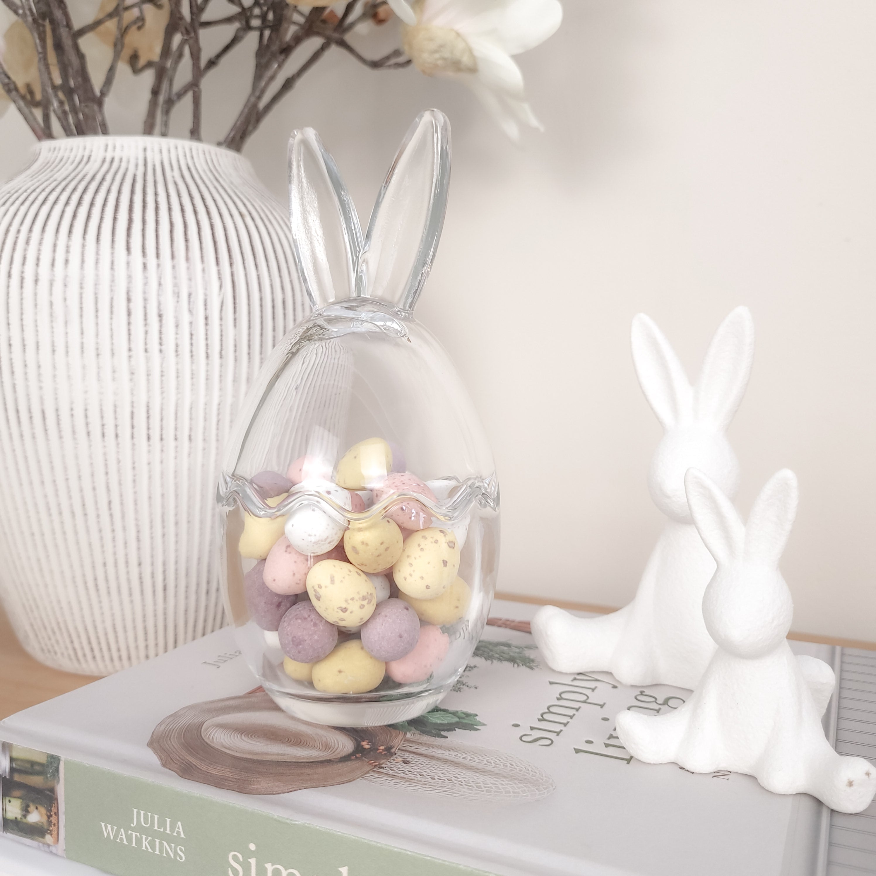 Bunny Ears Glass Egg Jar