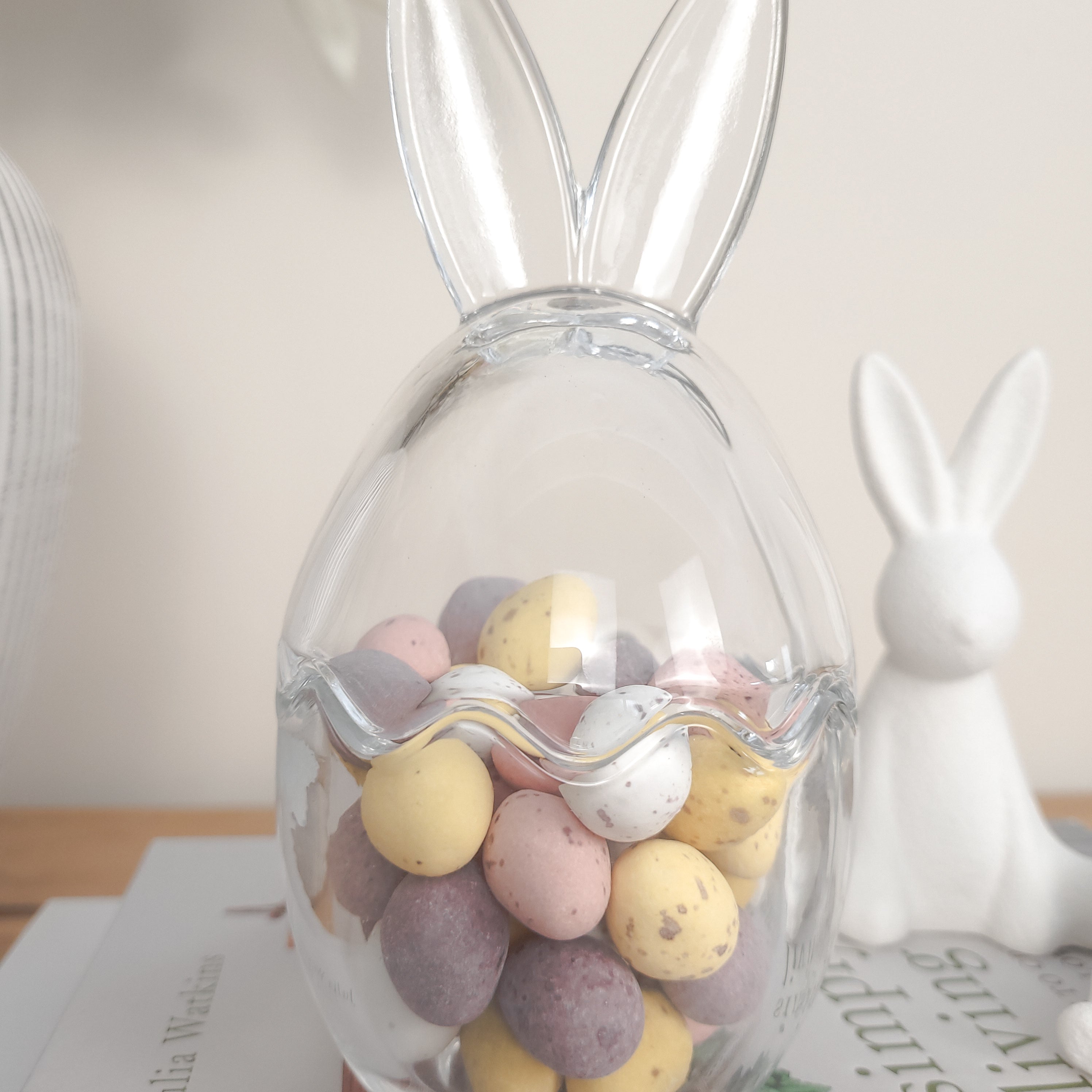 Bunny Ears Glass Egg Jar