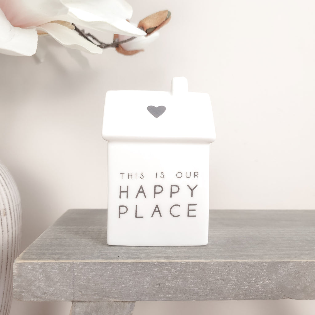 Small Porcelain House Ornaments with Quotes 9cm