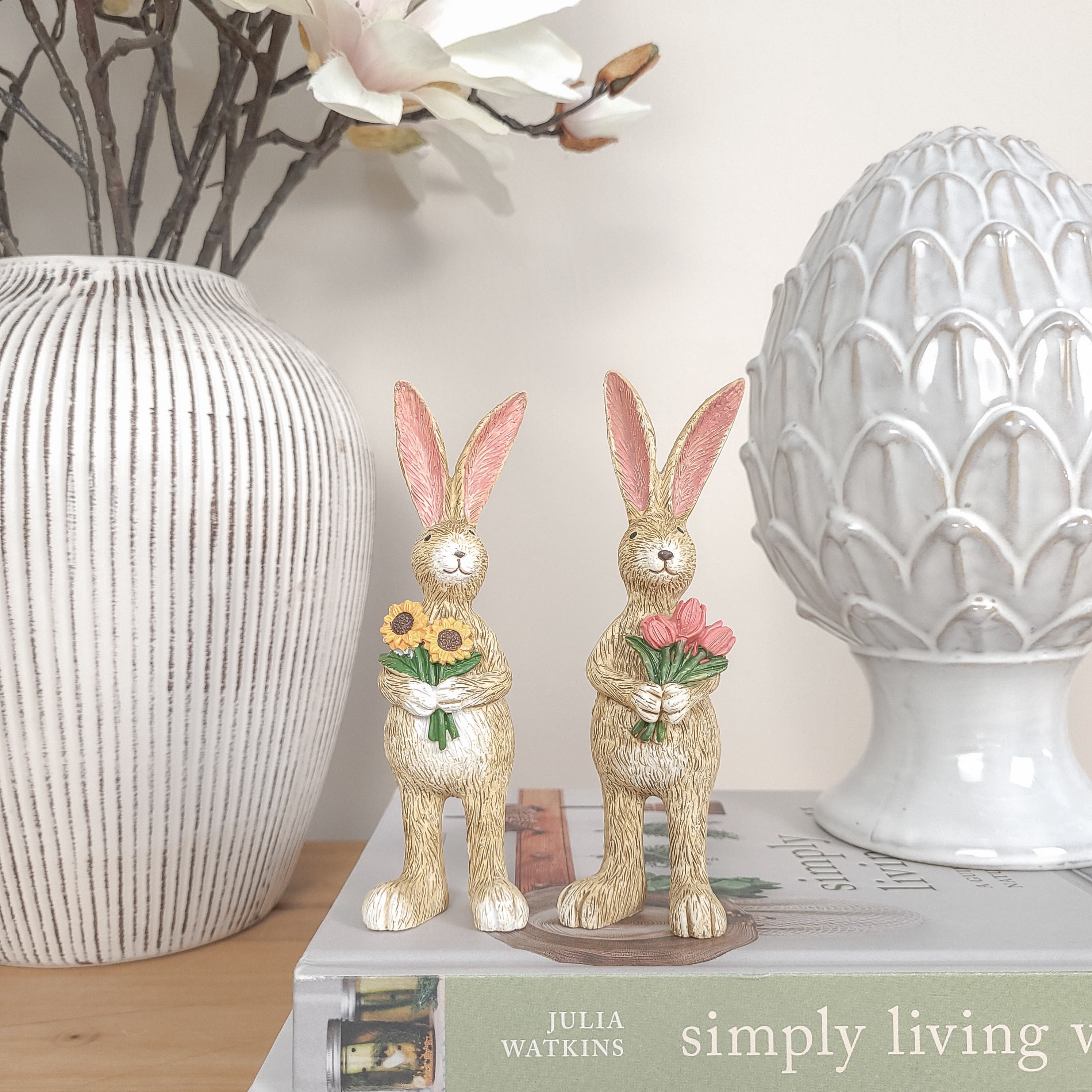 Rabbit Holding Tulips Ornament