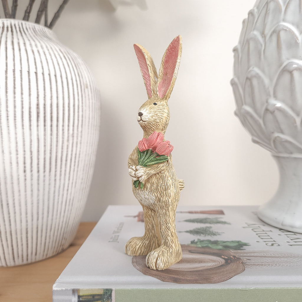 Rabbit Holding Tulips Ornament