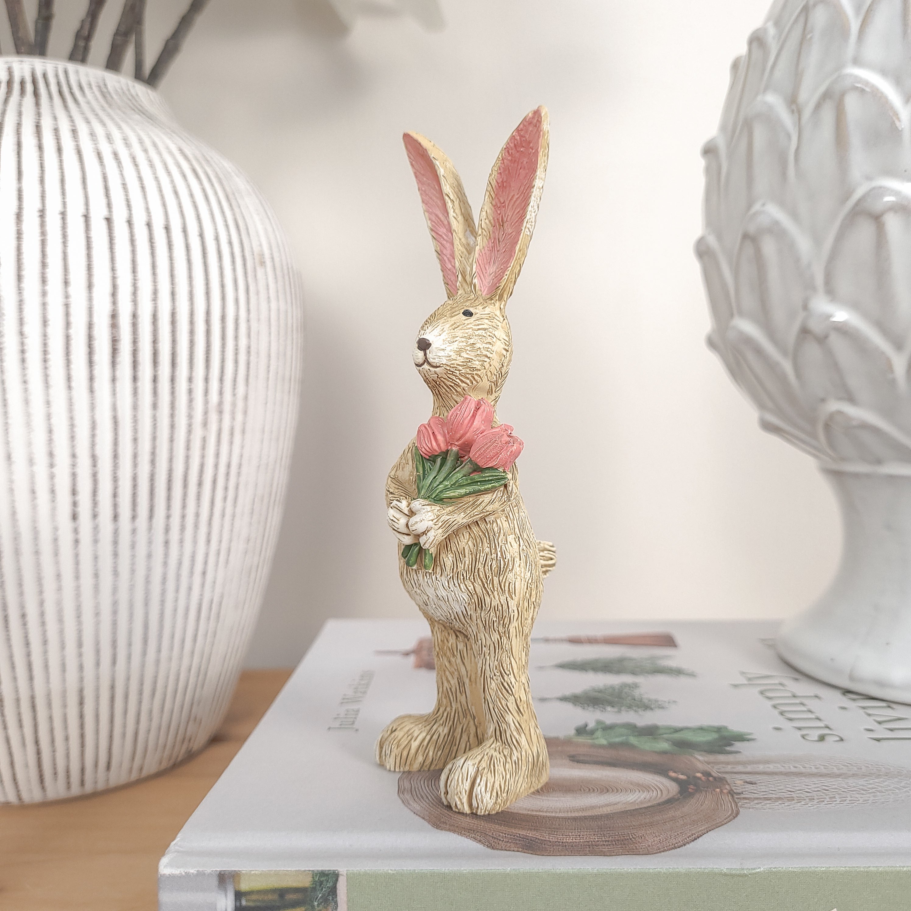 Rabbit Holding Tulips Ornament