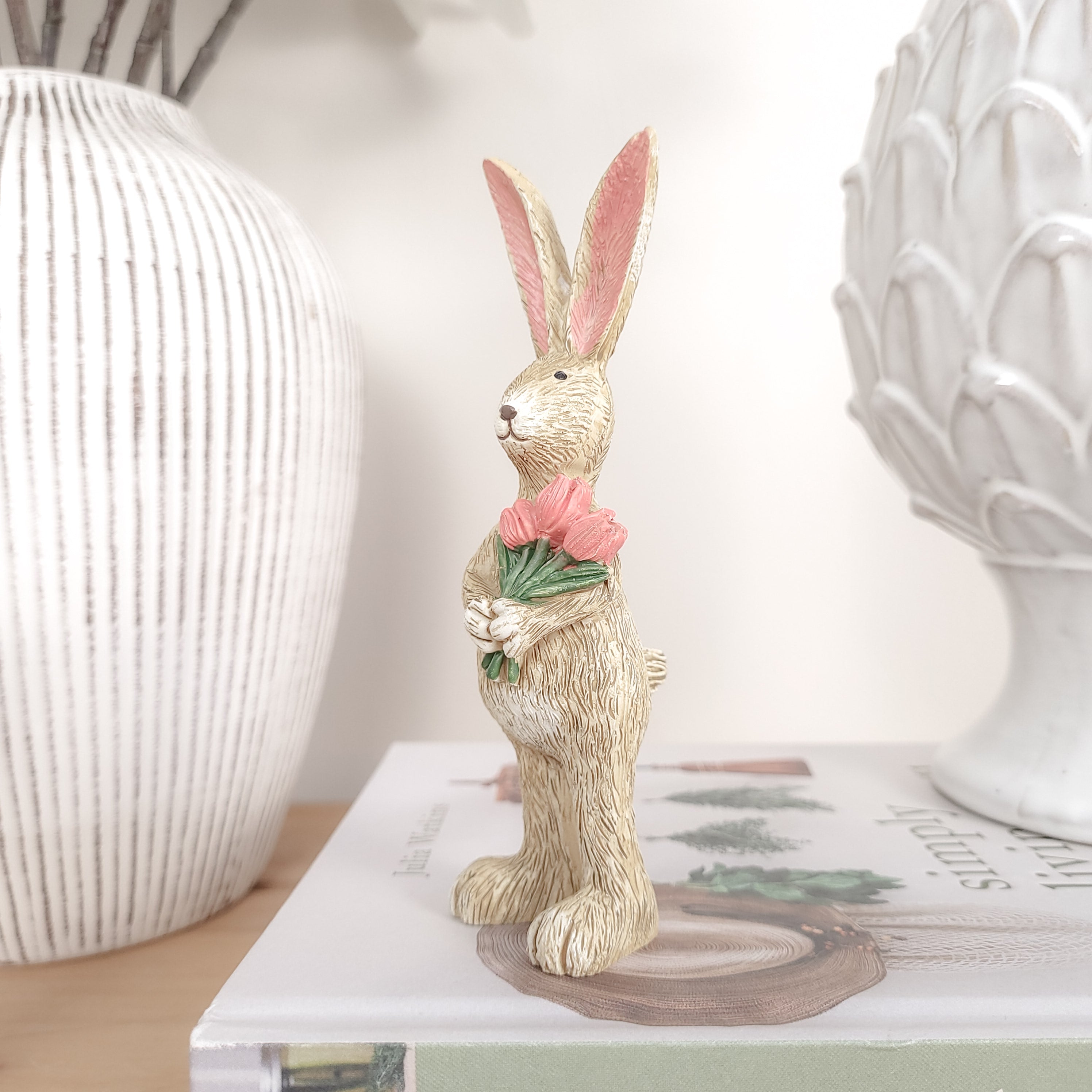 Rabbit Holding Tulips Ornament