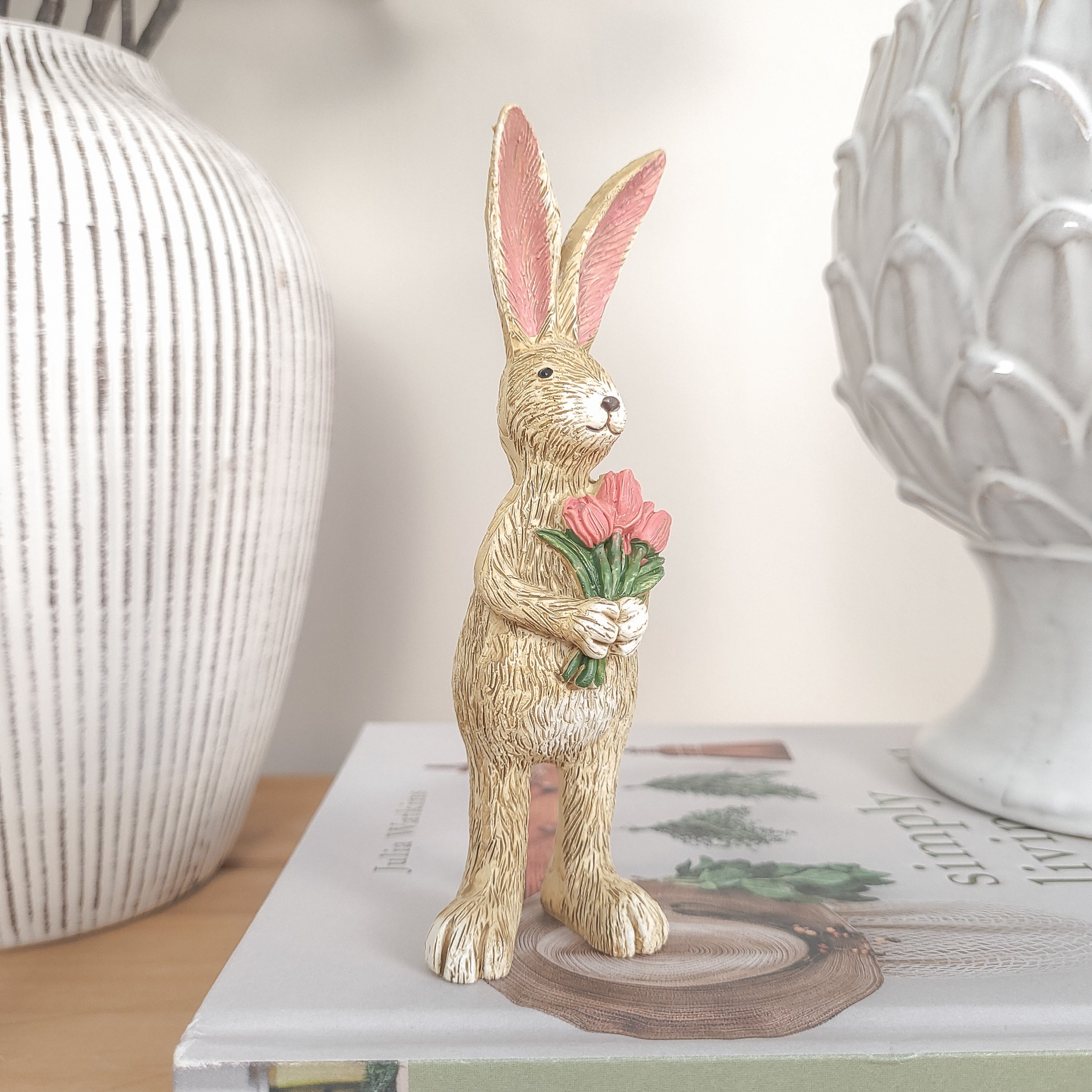 Rabbit Holding Tulips Ornament