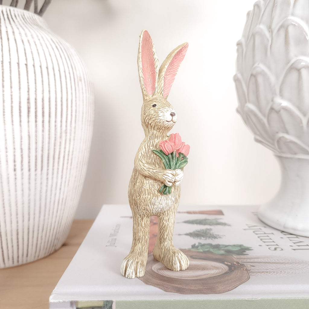Rabbit Holding Tulips Ornament