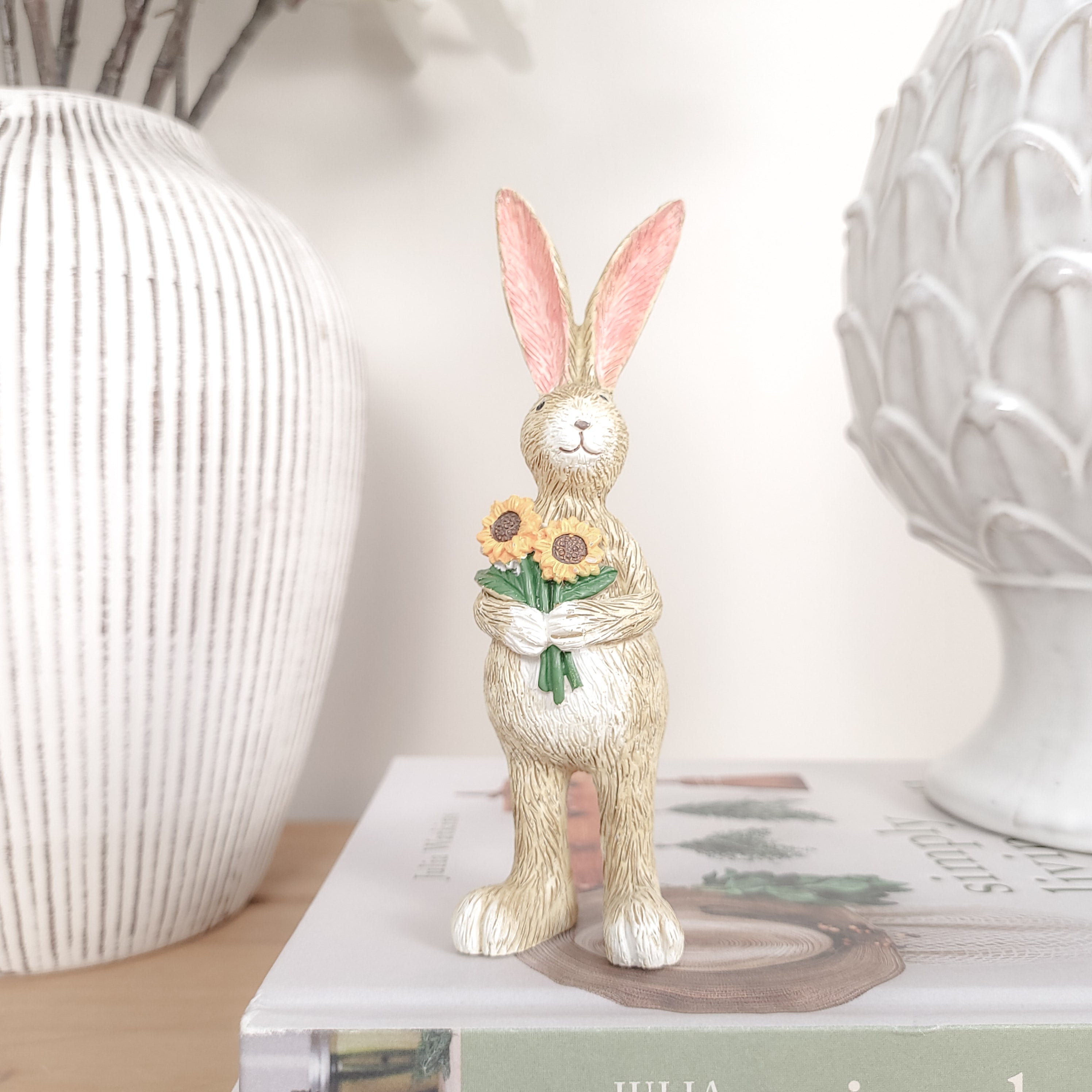 Rabbit Holding Sunflowers Ornament