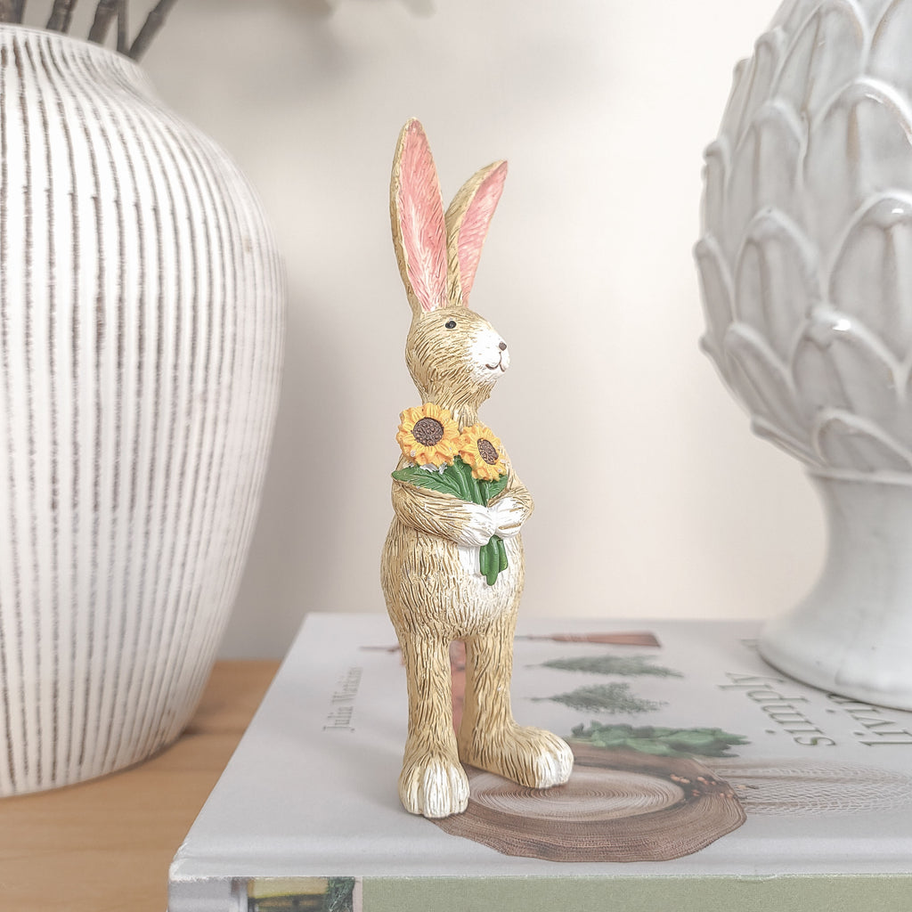 Rabbit Holding Sunflowers Ornament