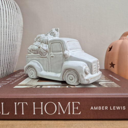 Glazed Ceramic Pumpkin Trailer Ornament