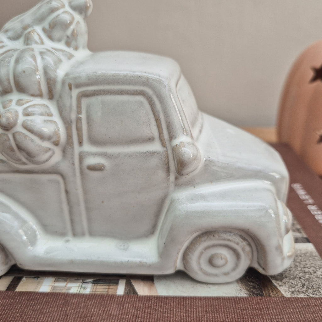 Glazed Ceramic Pumpkin Trailer Ornament