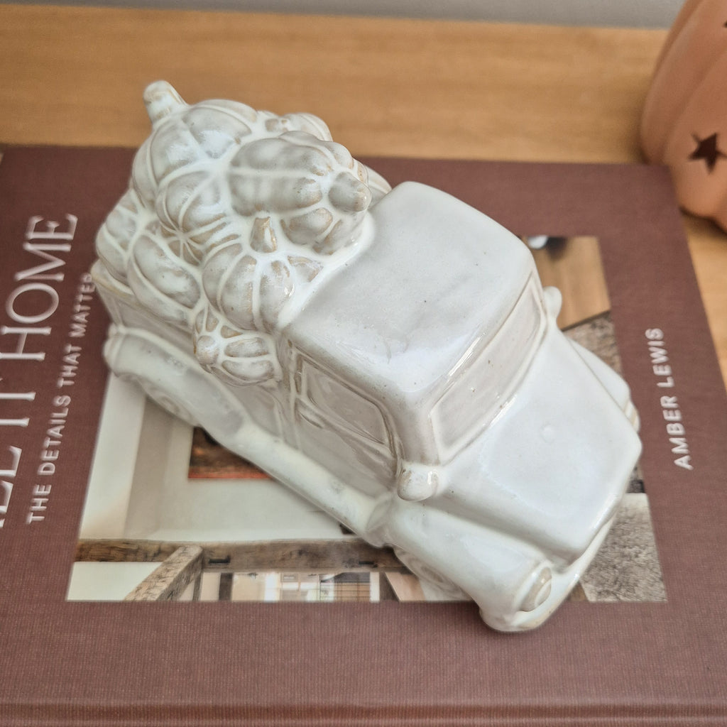 Glazed Ceramic Pumpkin Trailer Ornament