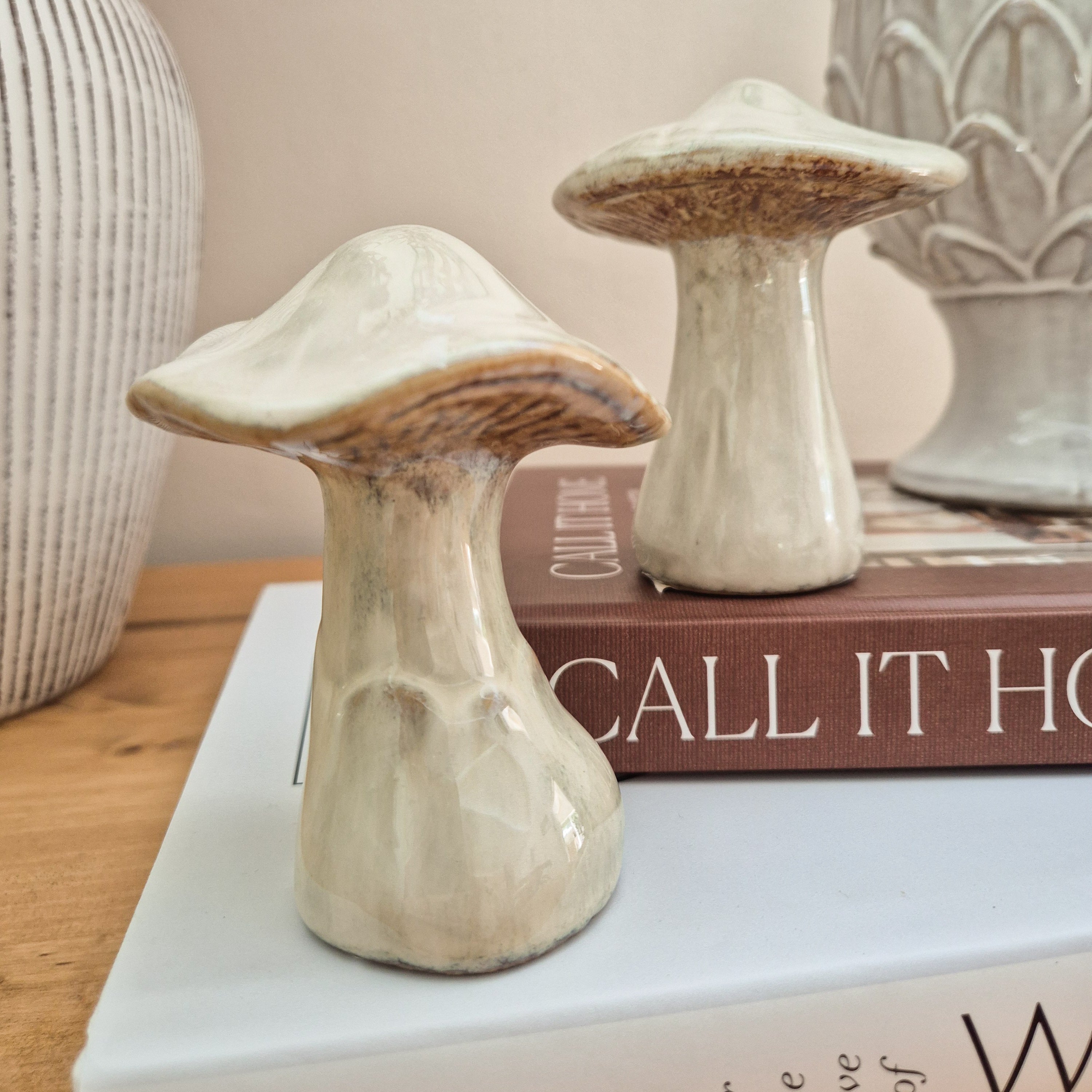 Glazed Ceramic Mushroom Ornaments