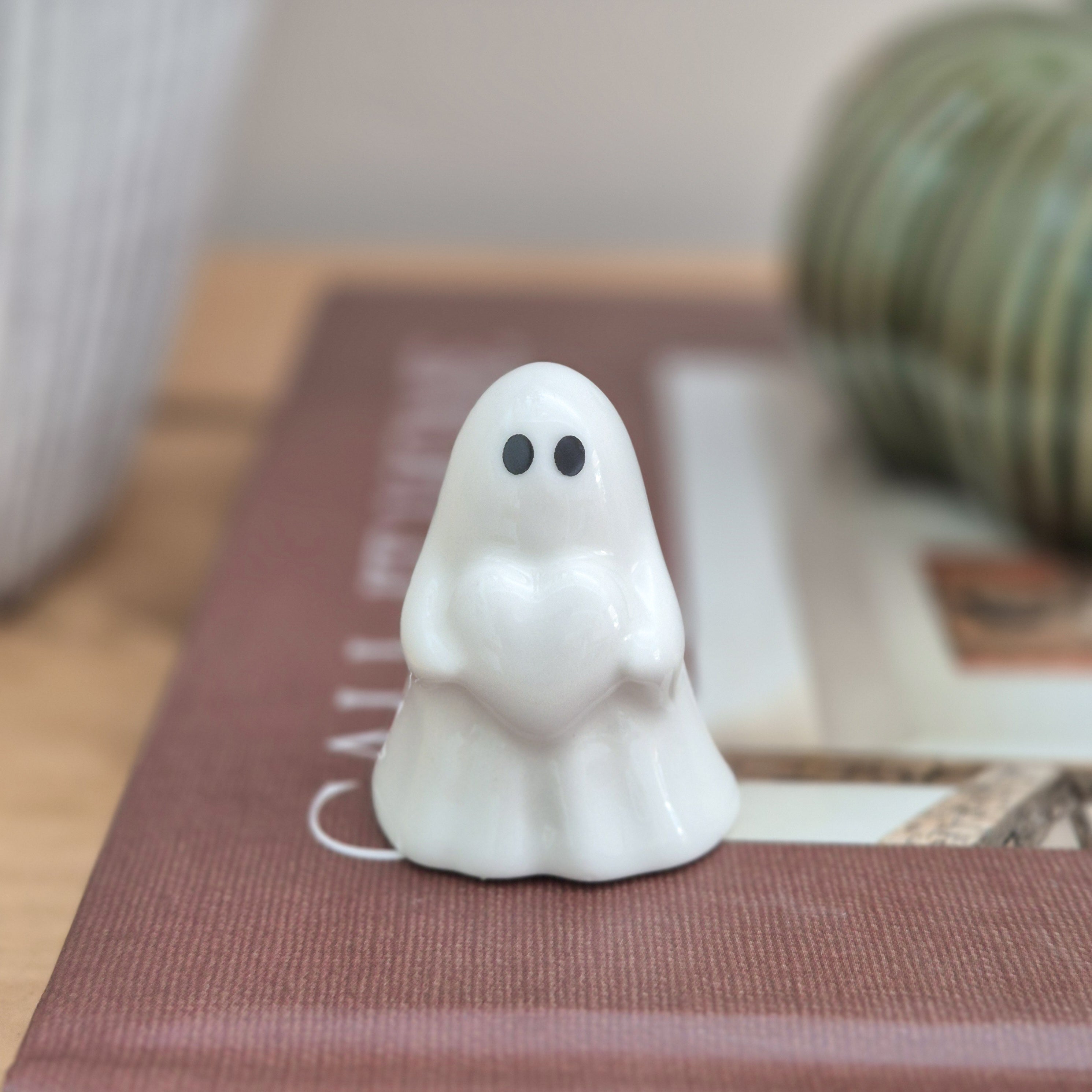 Mini Porcelain Ghost Holding Heart