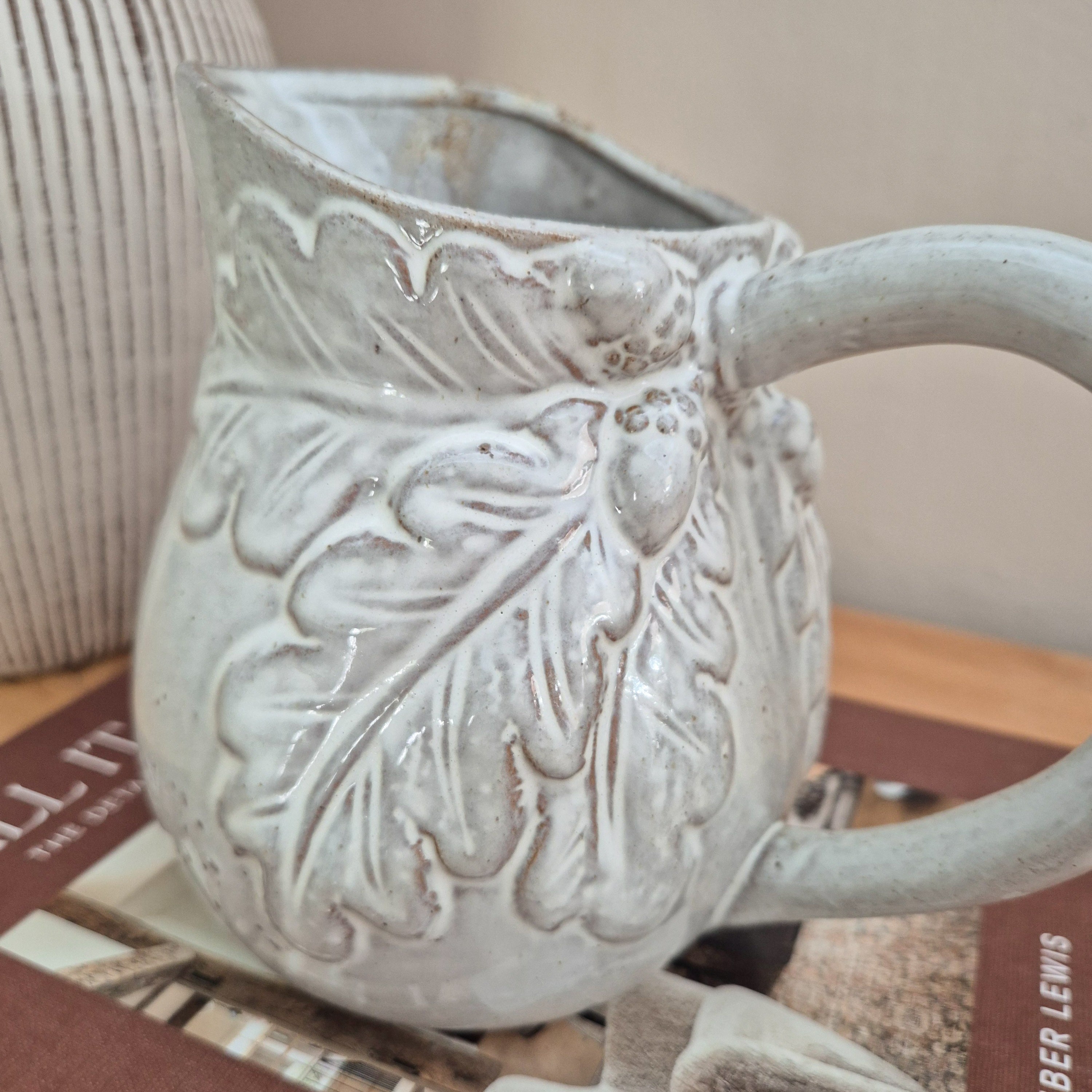 Rustic Glazed Oak Leaf Jug
