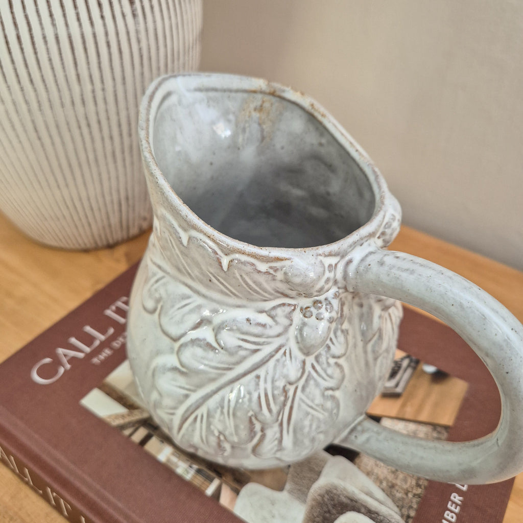 Rustic Glazed Oak Leaf Jug