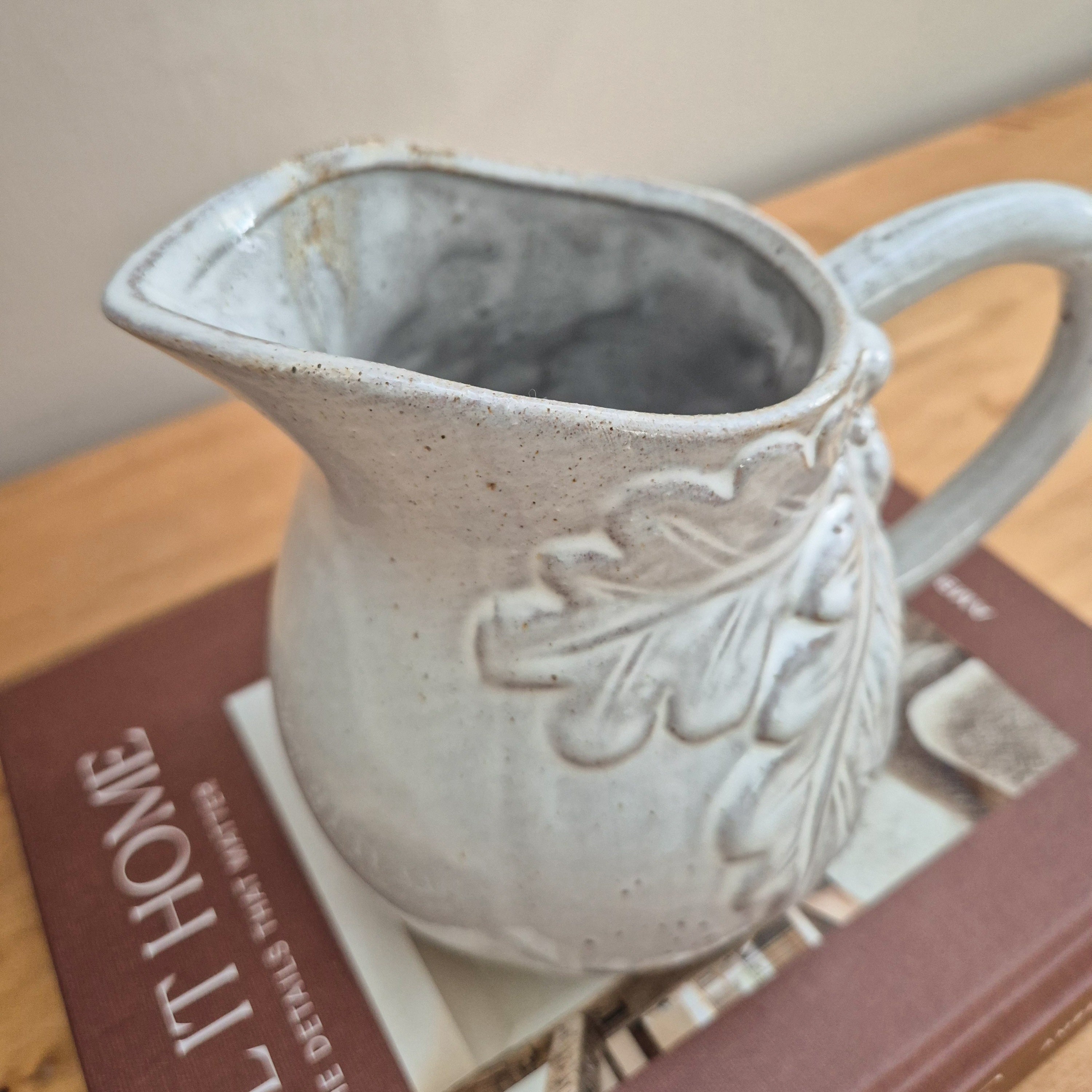 Rustic Glazed Oak Leaf Jug
