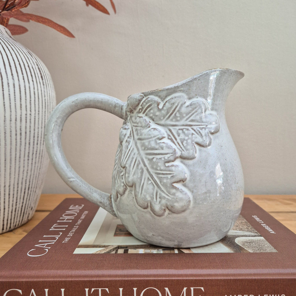 Rustic Glazed Oak Leaf Jug