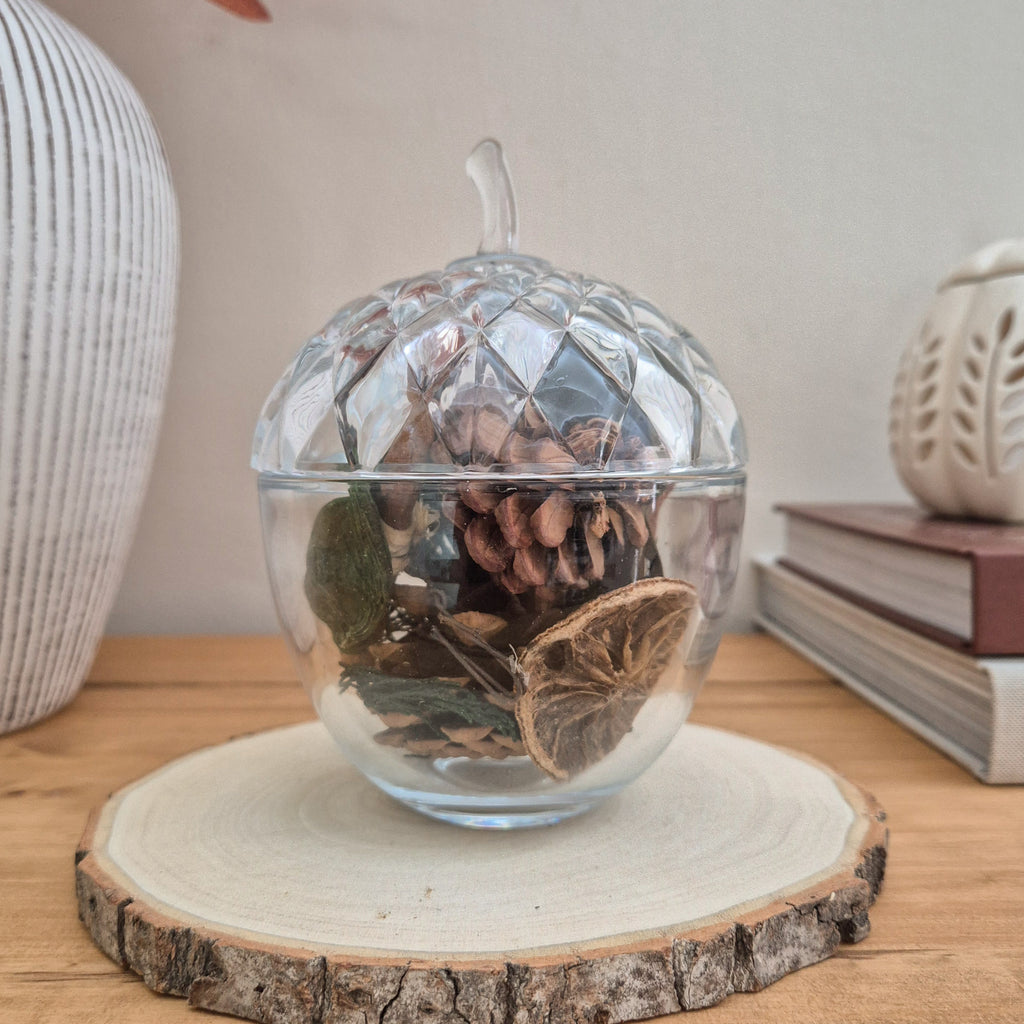 Glass Acorn Storage Jar