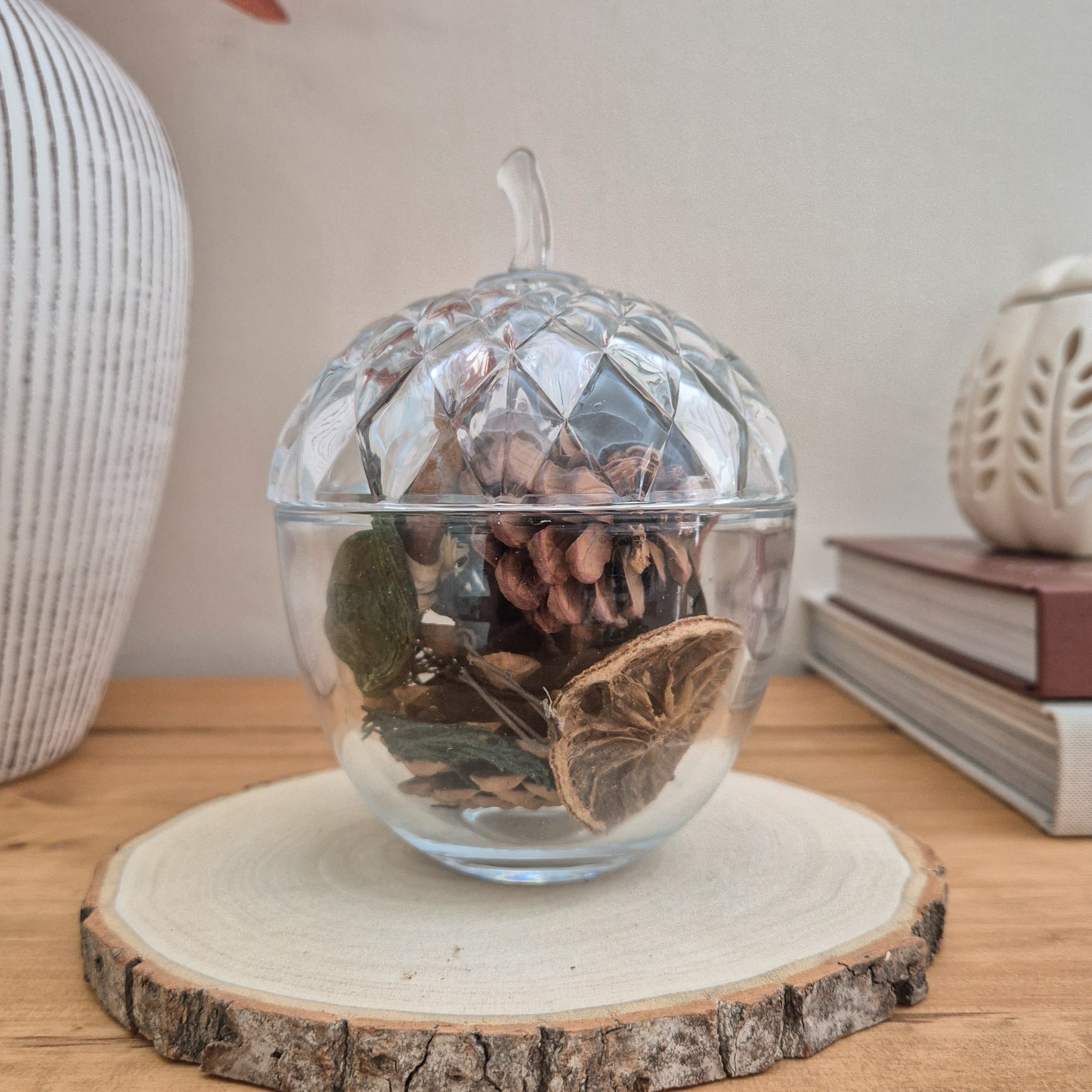 Glass Acorn Storage Jar