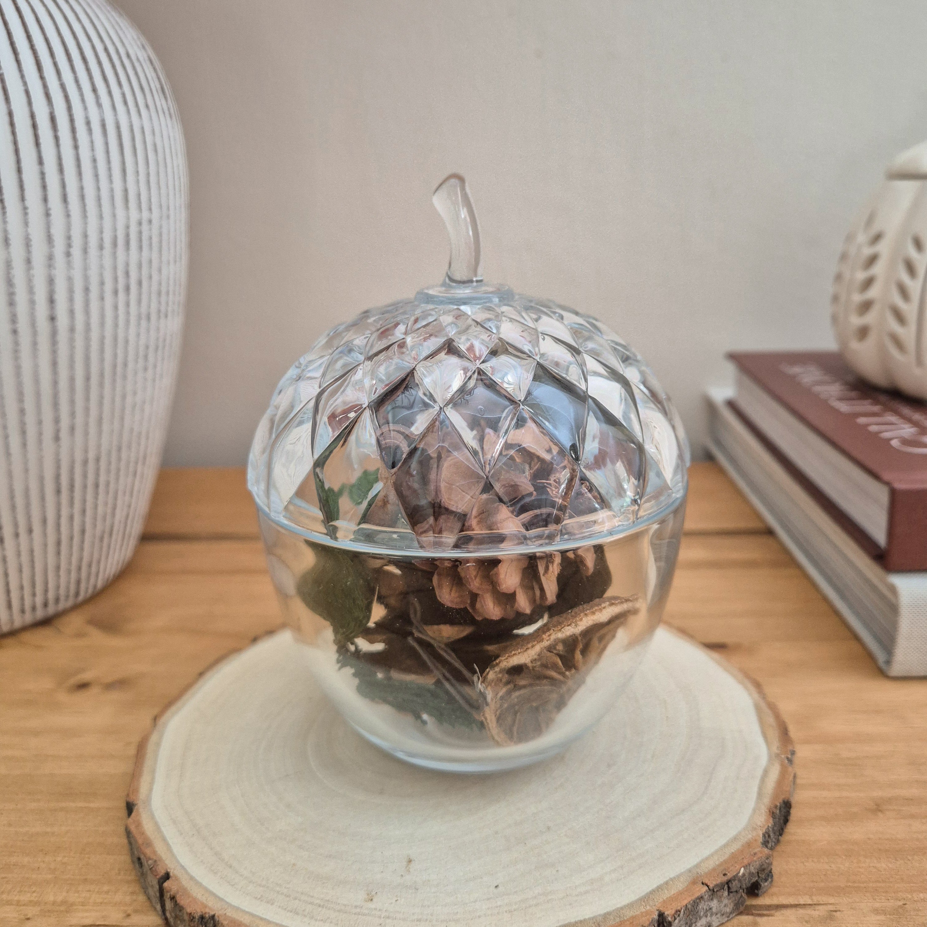 Glass Acorn Storage Jar
