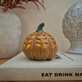 Orange Ceramic LED Pumpkin Ornament