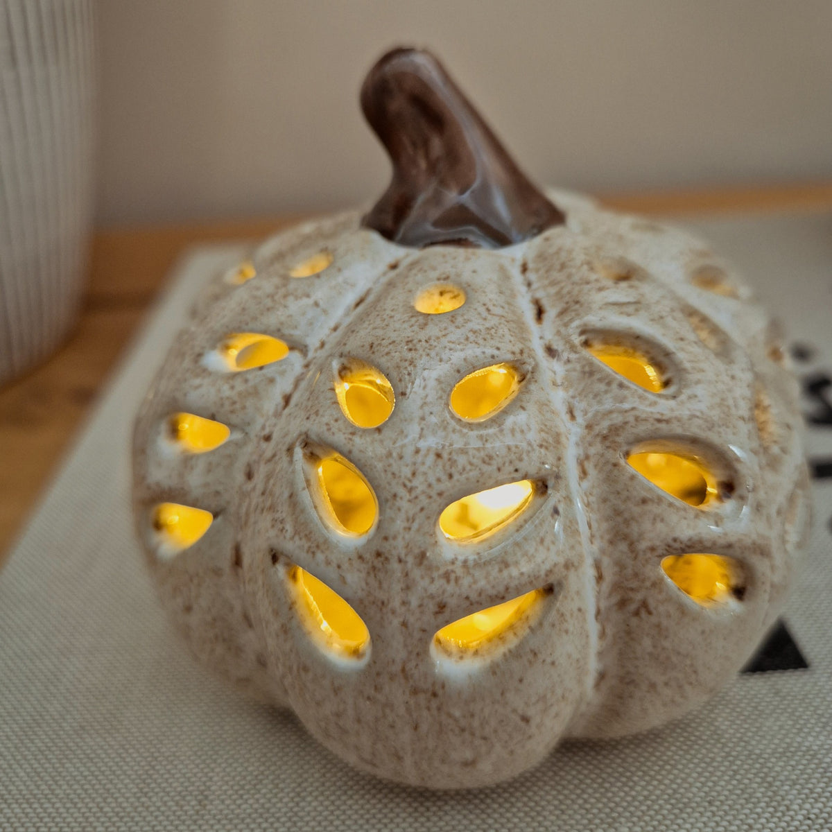 Beige Speckled LED Ceramic Pumpkin Ornament (Copy)