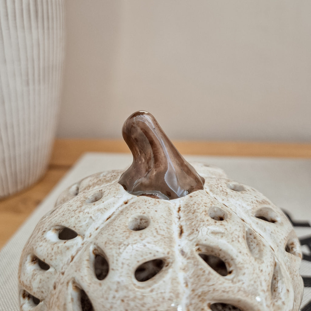 Beige Speckled LED Ceramic Pumpkin Ornament (Copy)