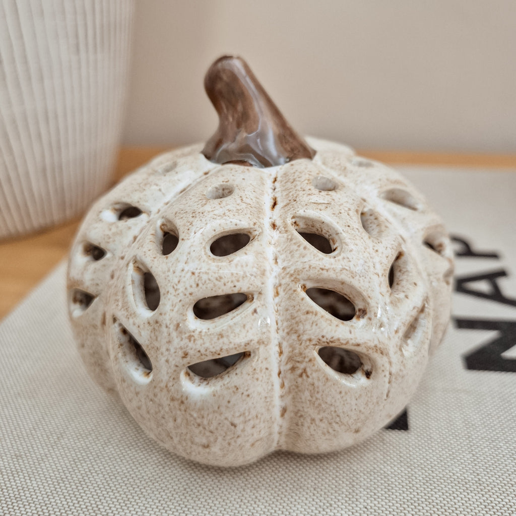 Beige Speckled LED Ceramic Pumpkin Ornament (Copy)