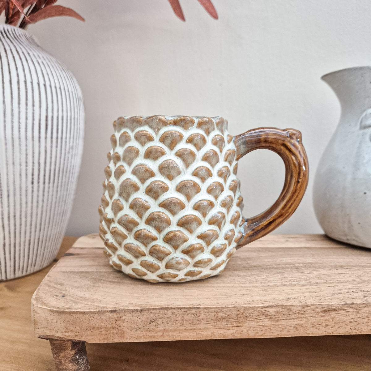 Brown Ceramic Pinecone Mug
