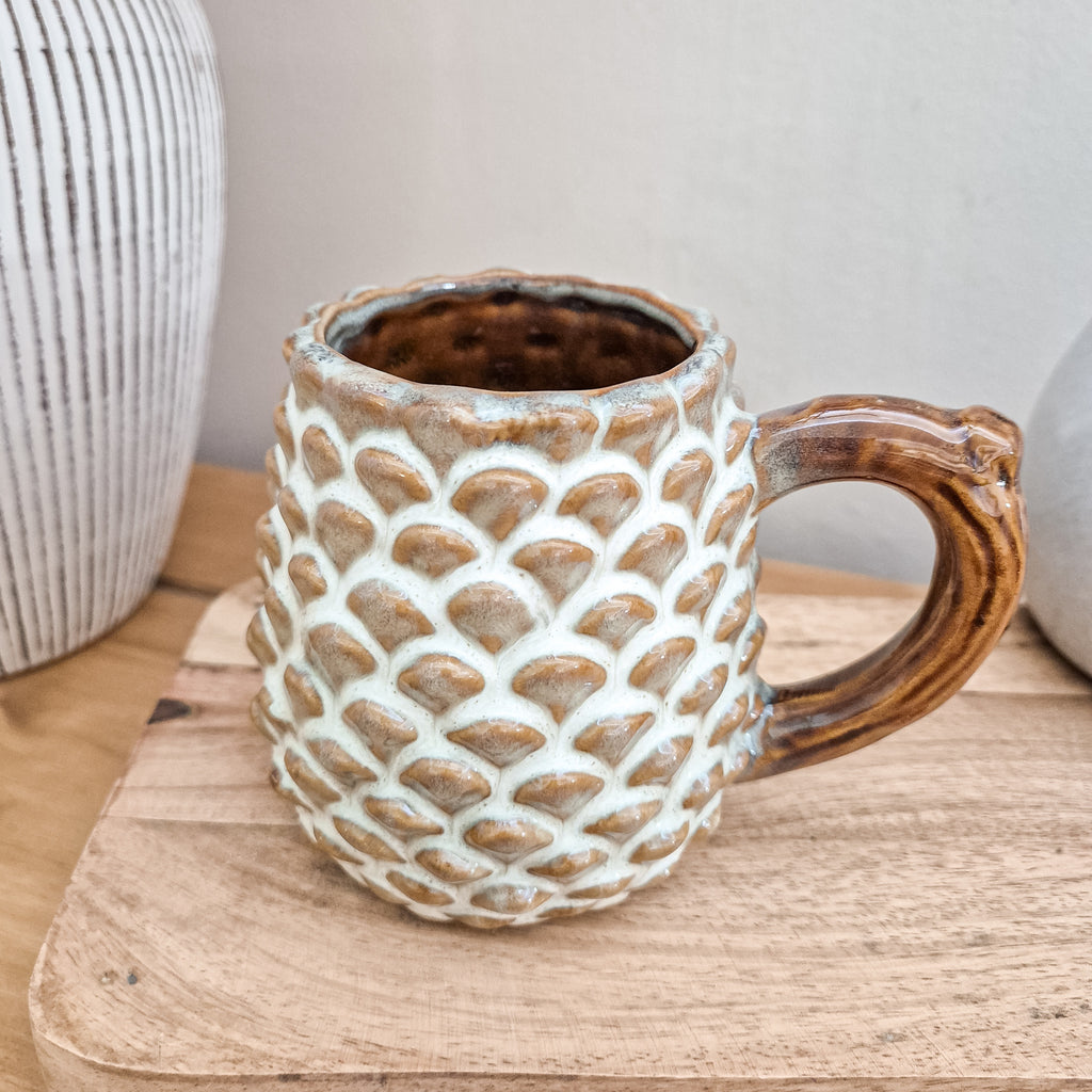 Brown Ceramic Pinecone Mug