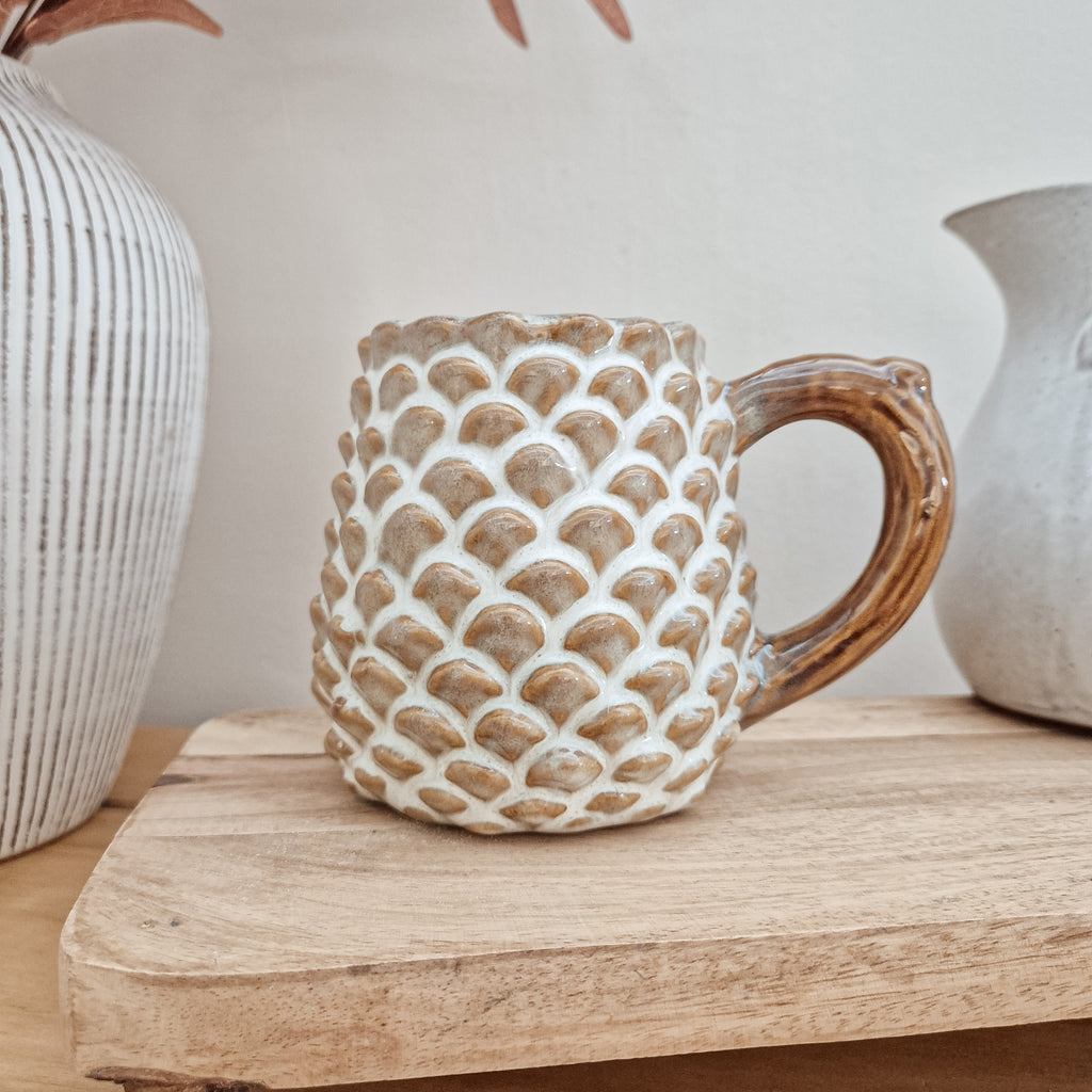 Brown Ceramic Pinecone Mug