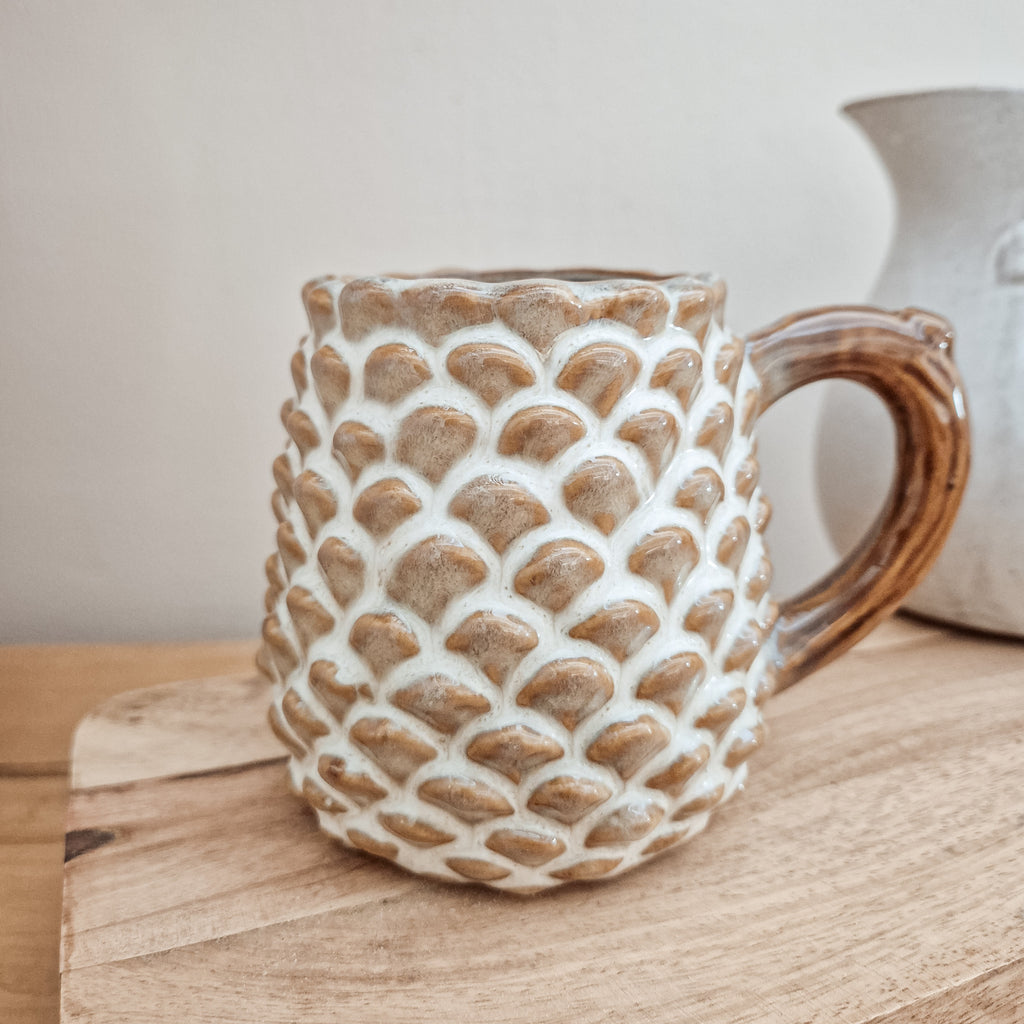 Brown Ceramic Pinecone Mug